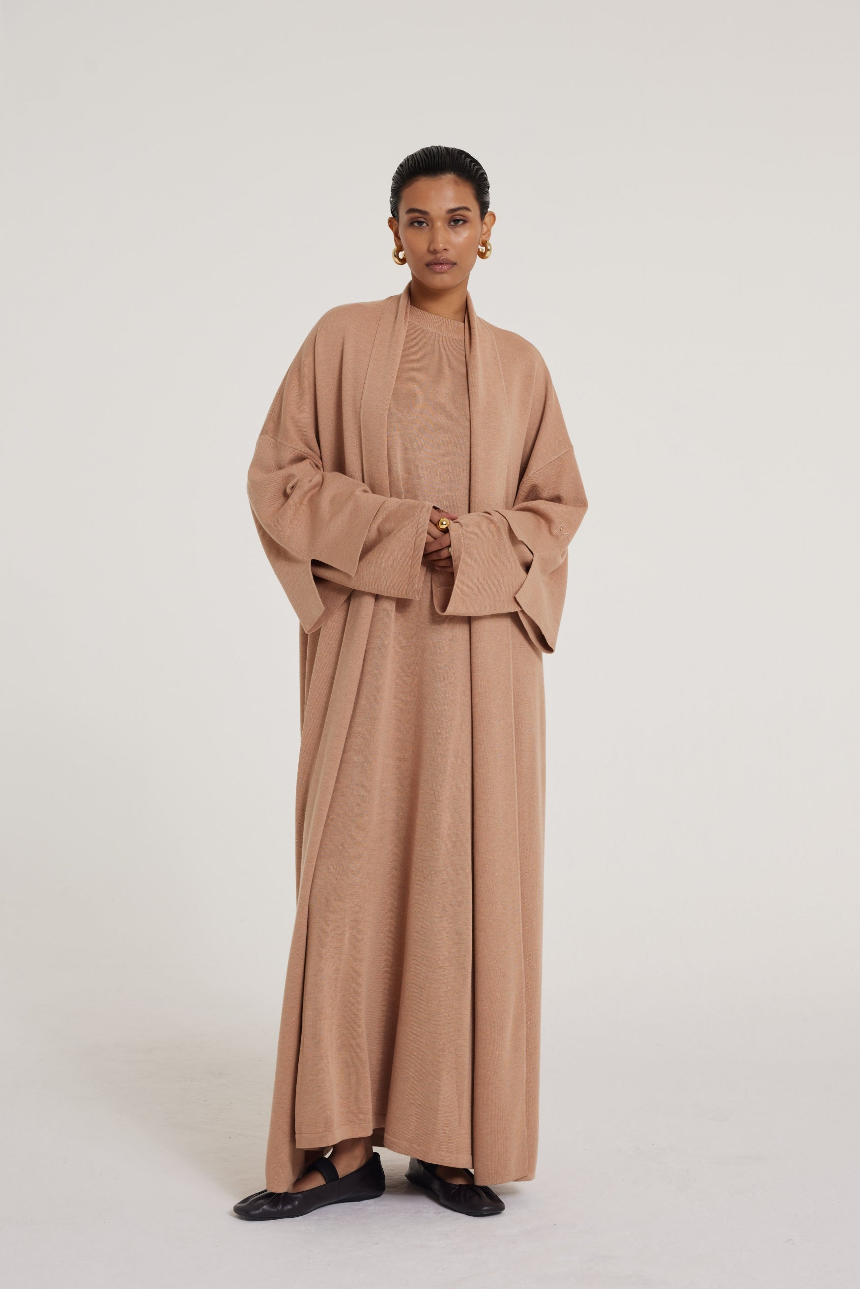Knitted Abaya | Dusty Peach