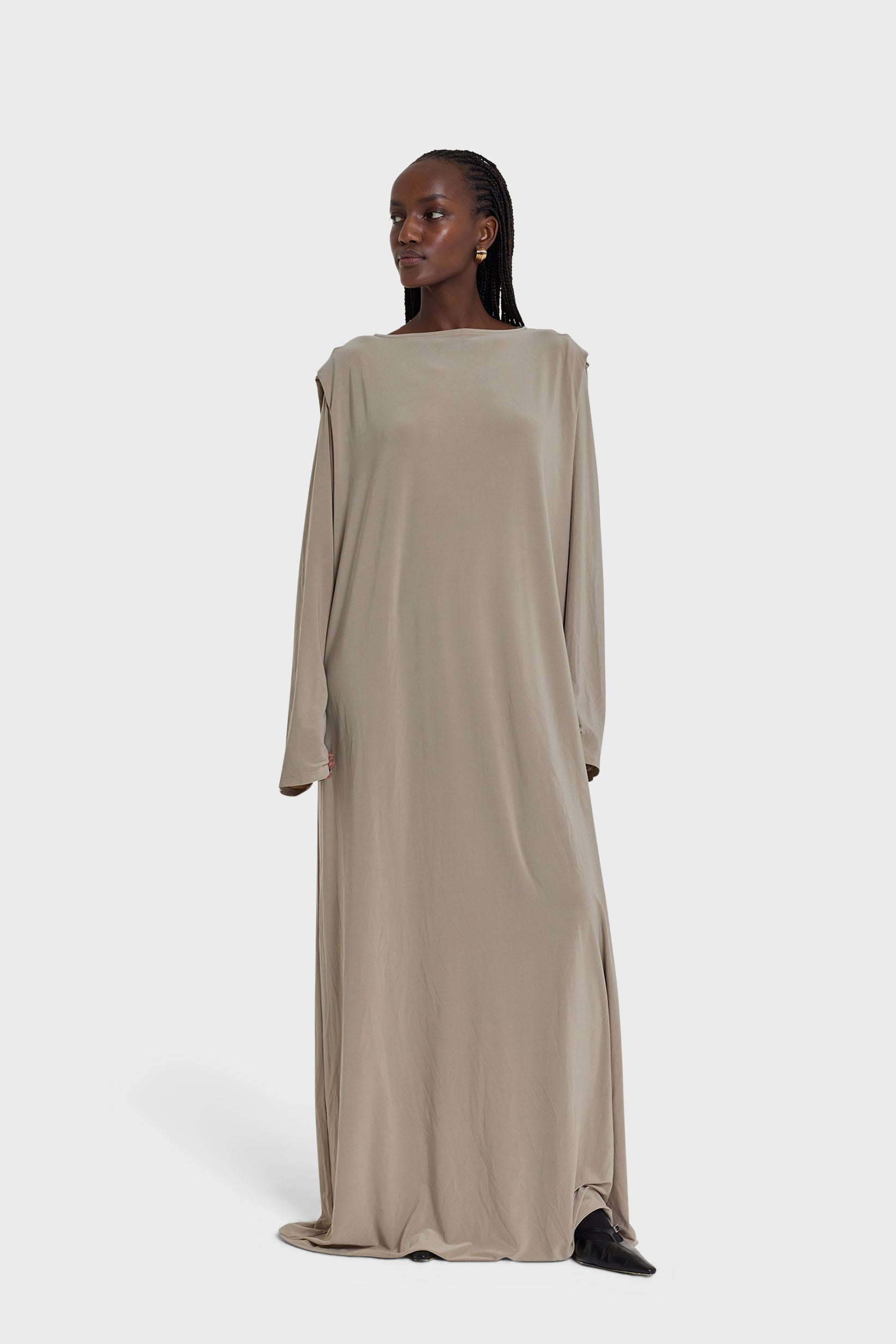 Boat Neck Dress | Light Khaki