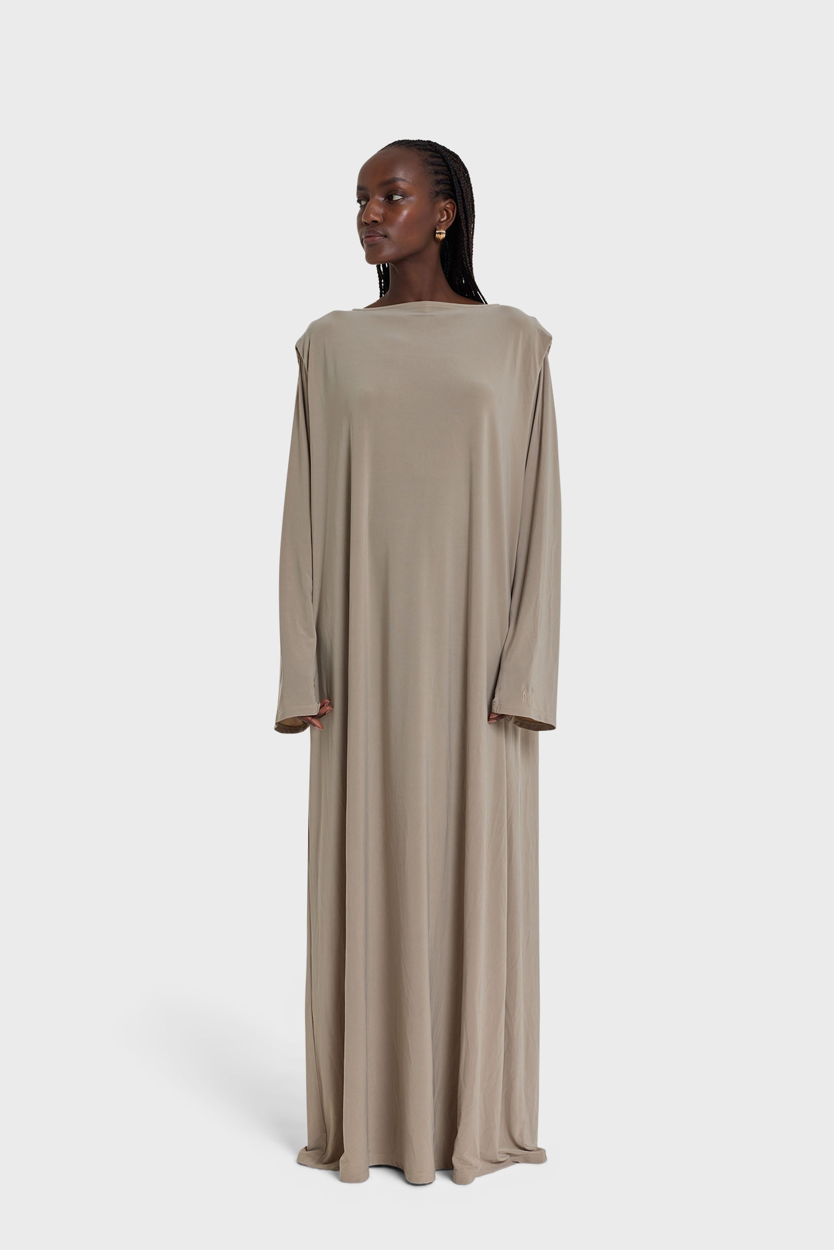 Boat Neck Dress | Light Khaki