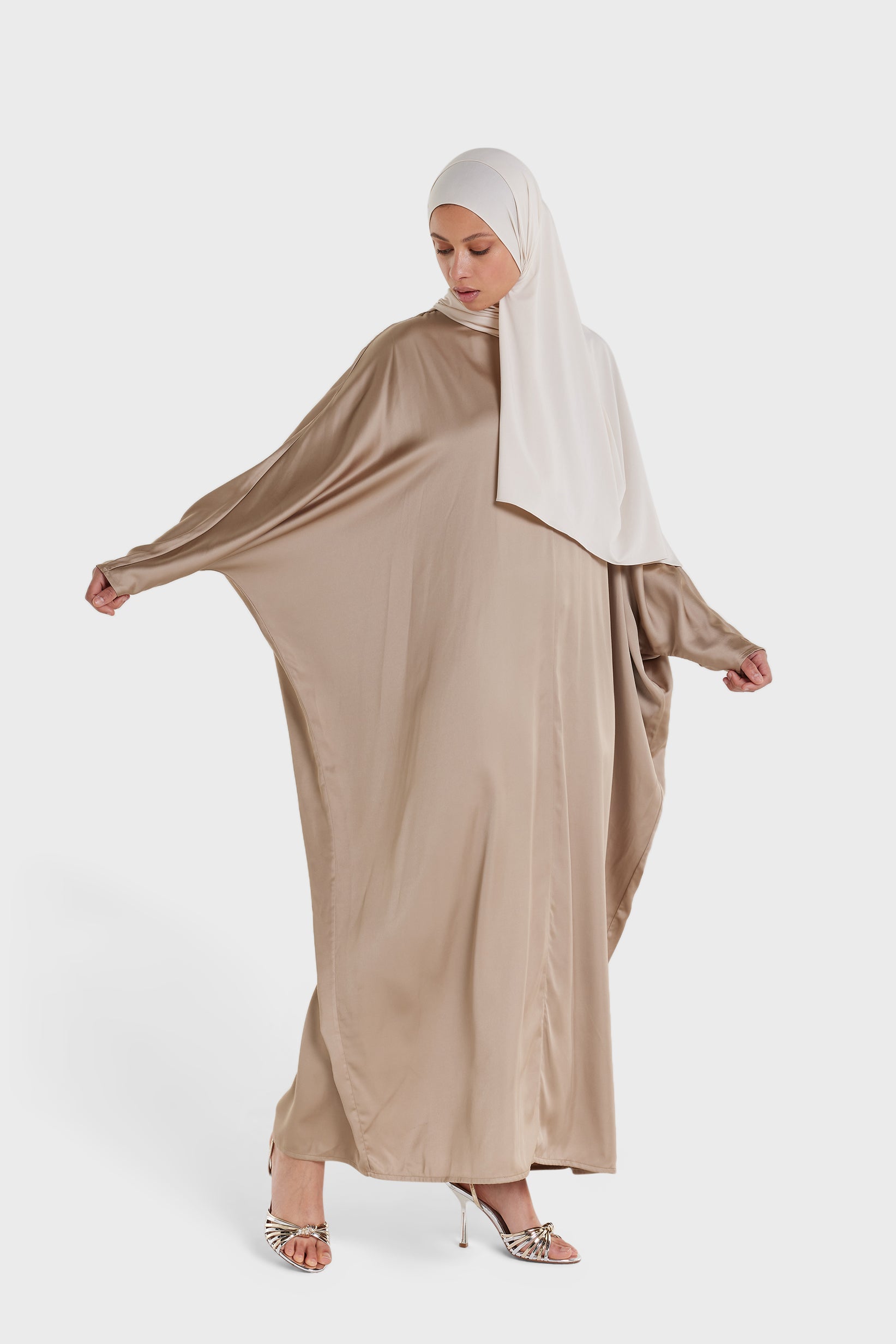 Bat Sleeve Dress | Light Khaki