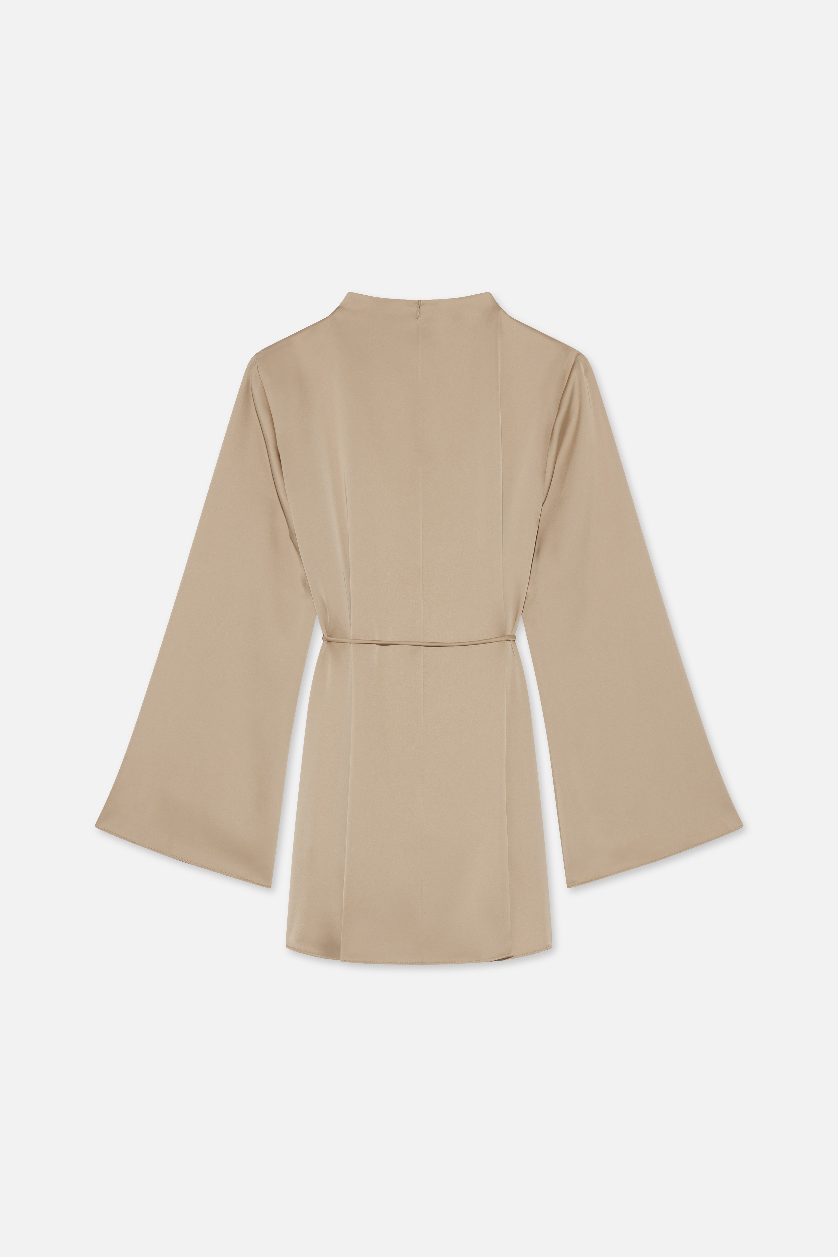 Flat lay back mocha colored blouse