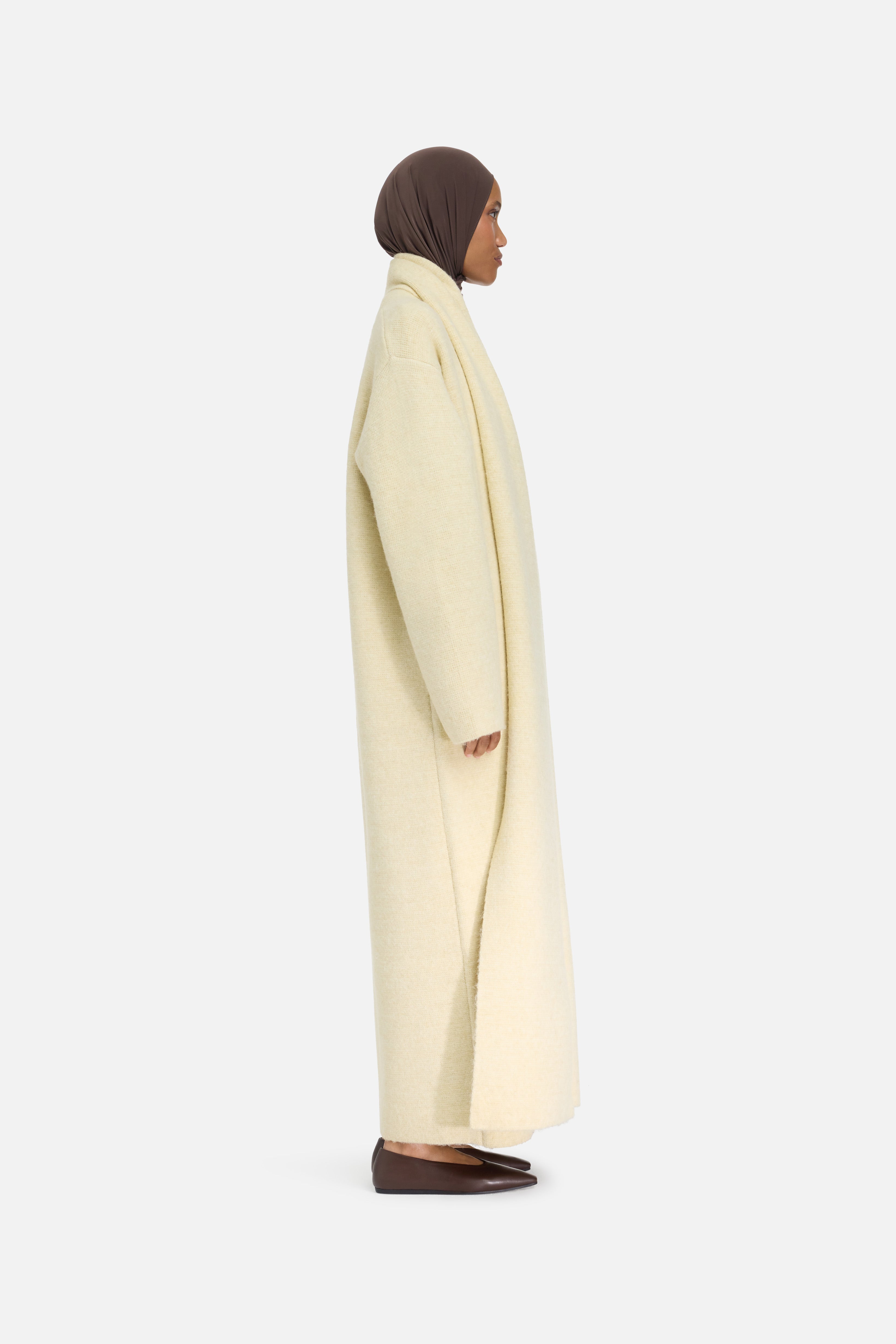 Brushed Knit Abaya | Cloud White