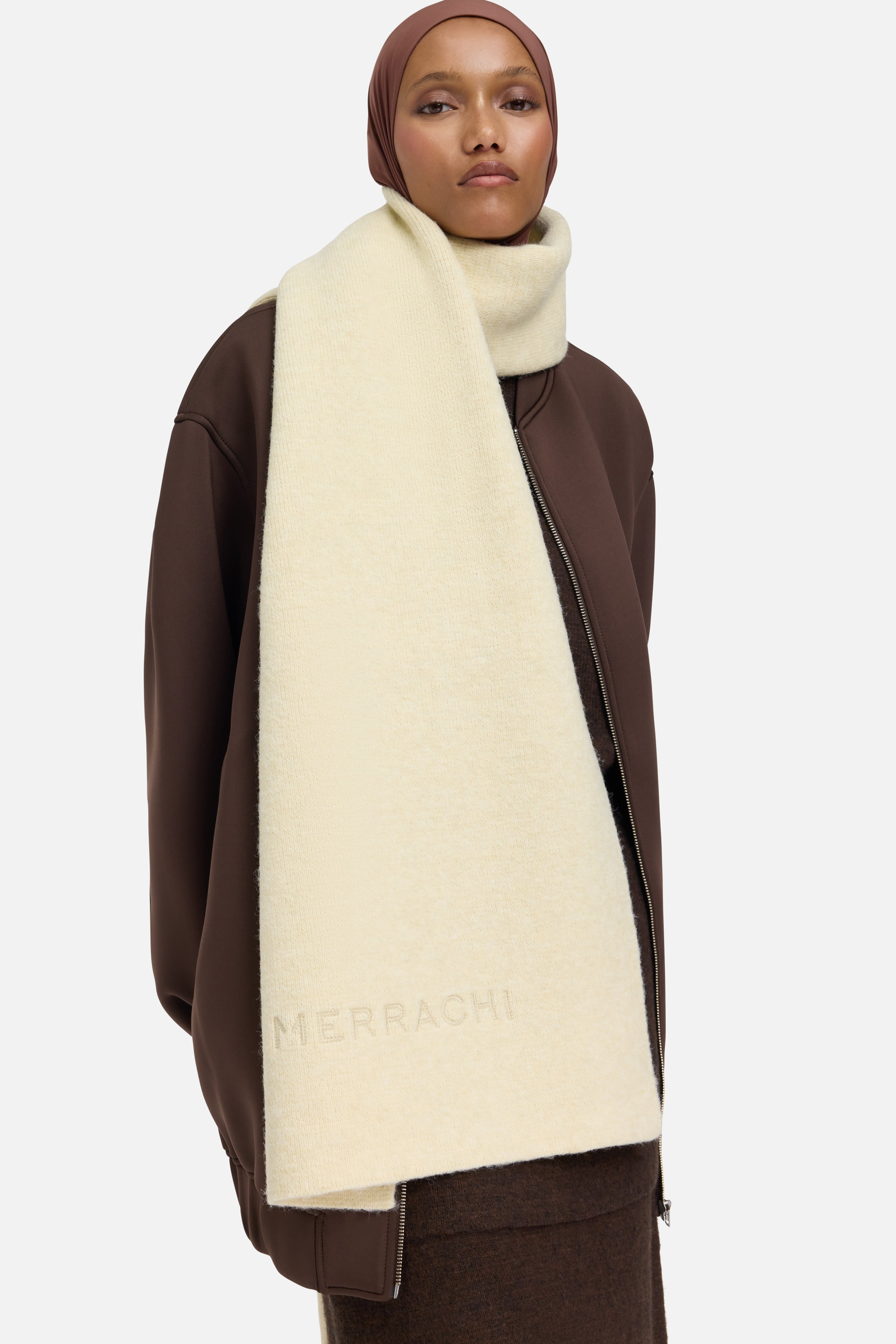 Brushed Knit Scarf | Cloud White