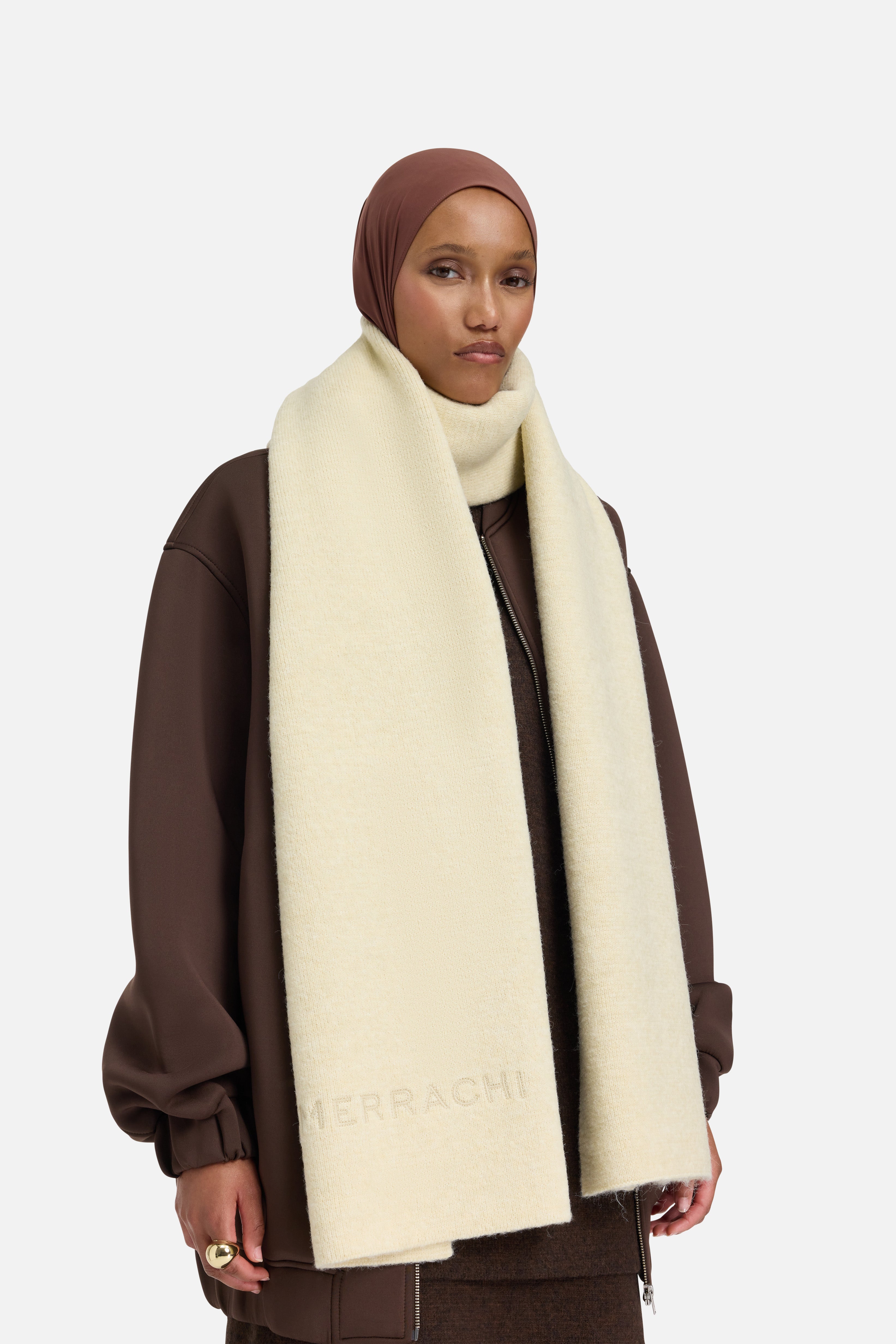 Brushed Knit Scarf | Cloud White