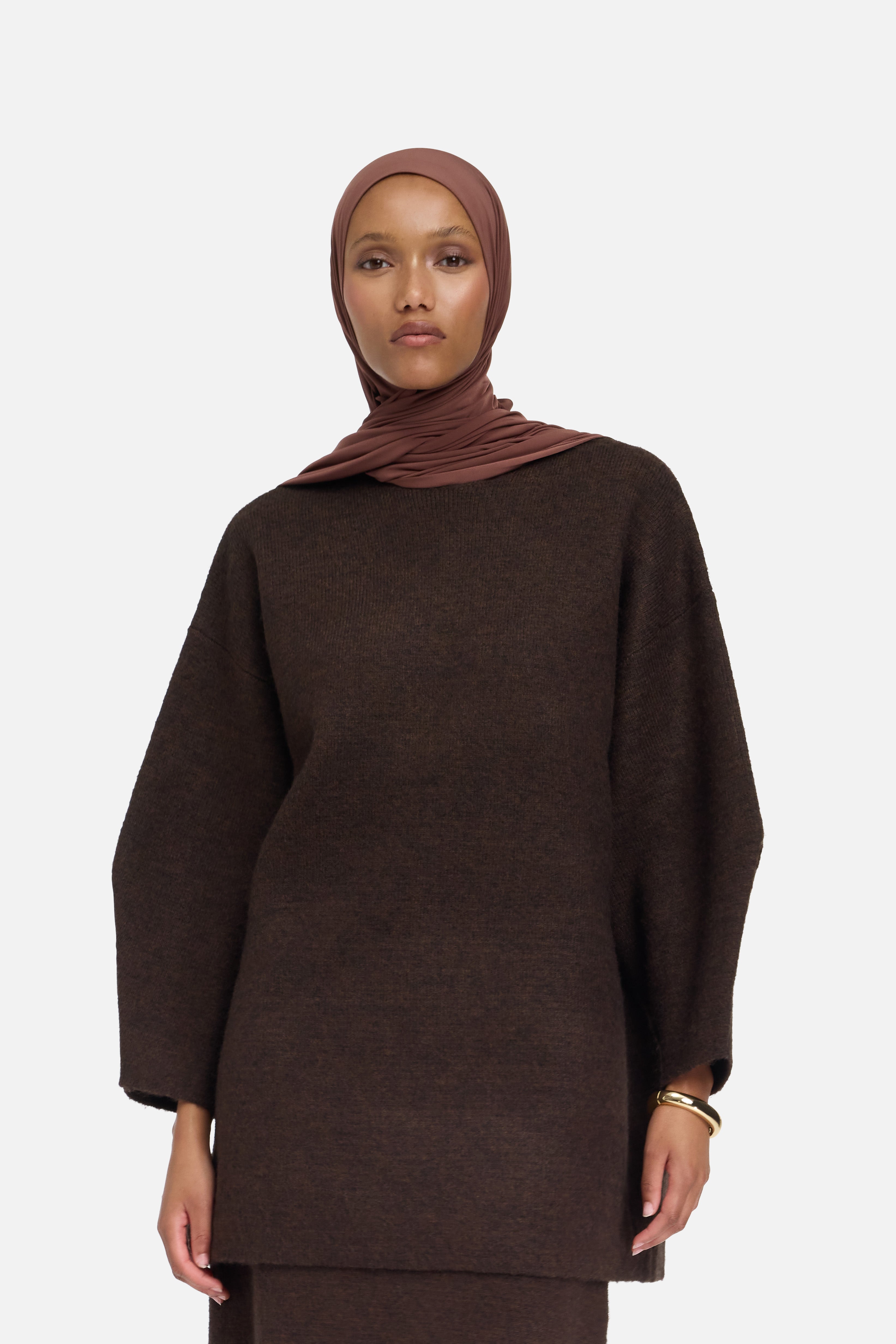 Brushed Knit Sweater | Dark Brown