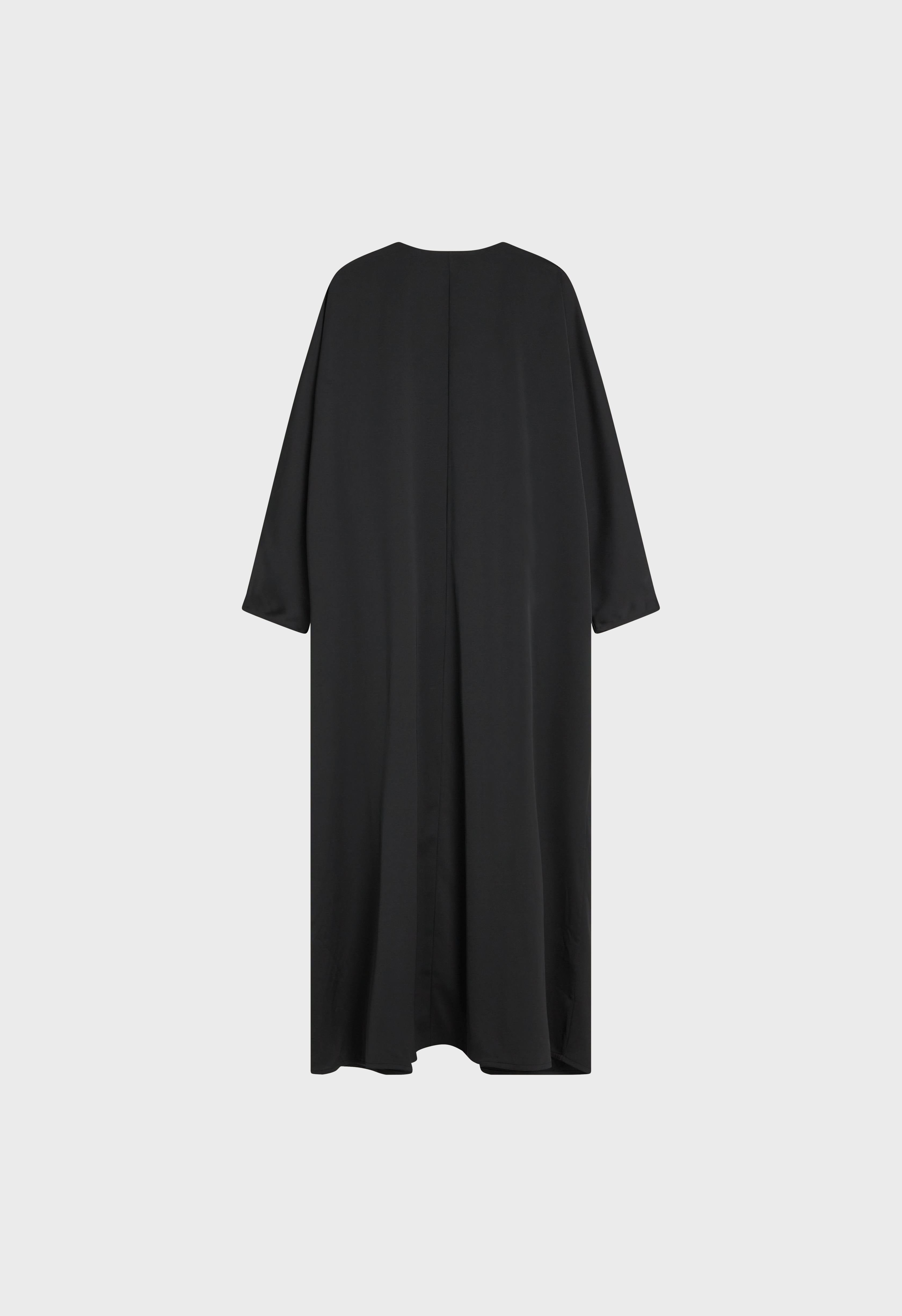 Dull Satin Bat Sleeve Abaya | Black