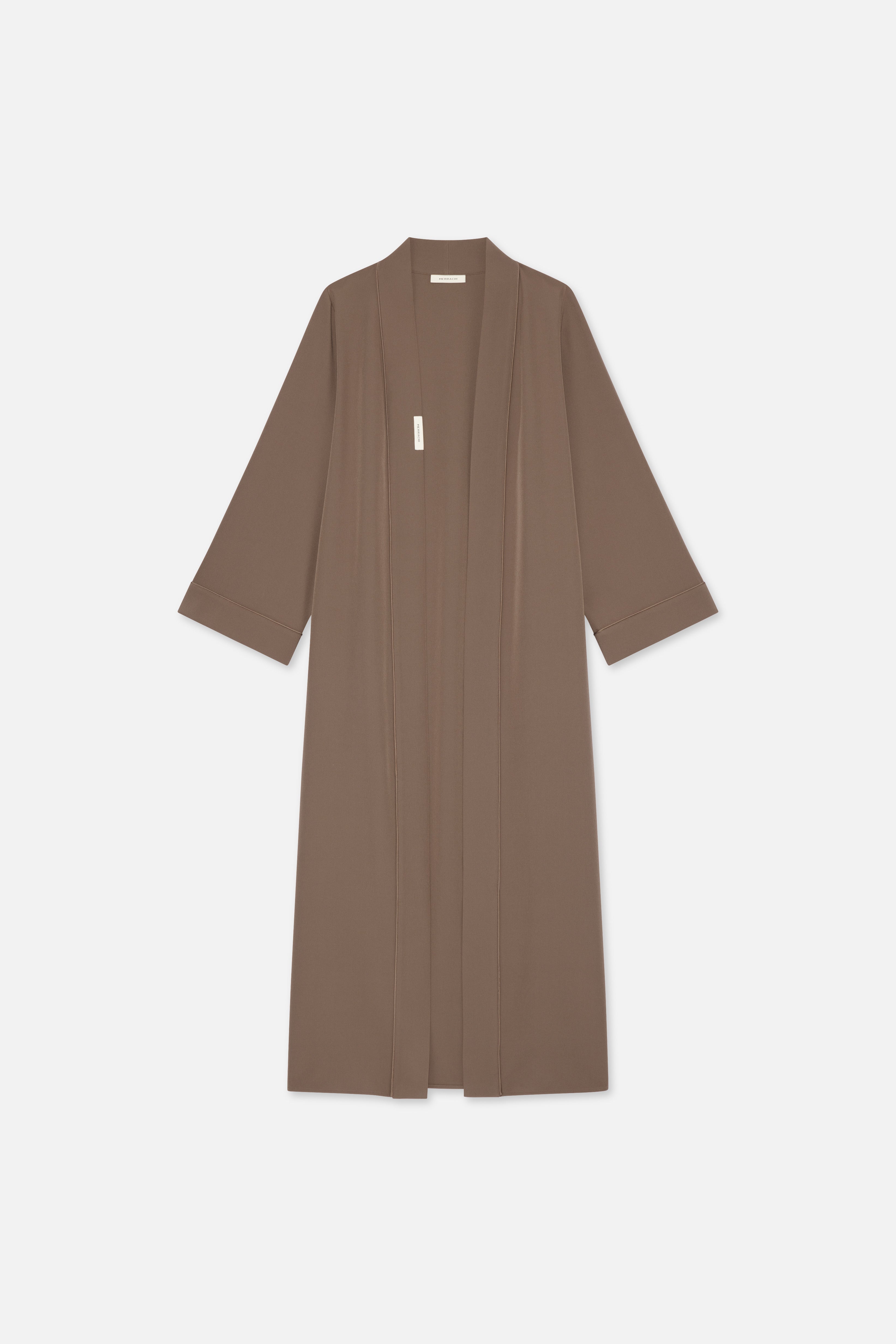 Flat lay taupe abaya front