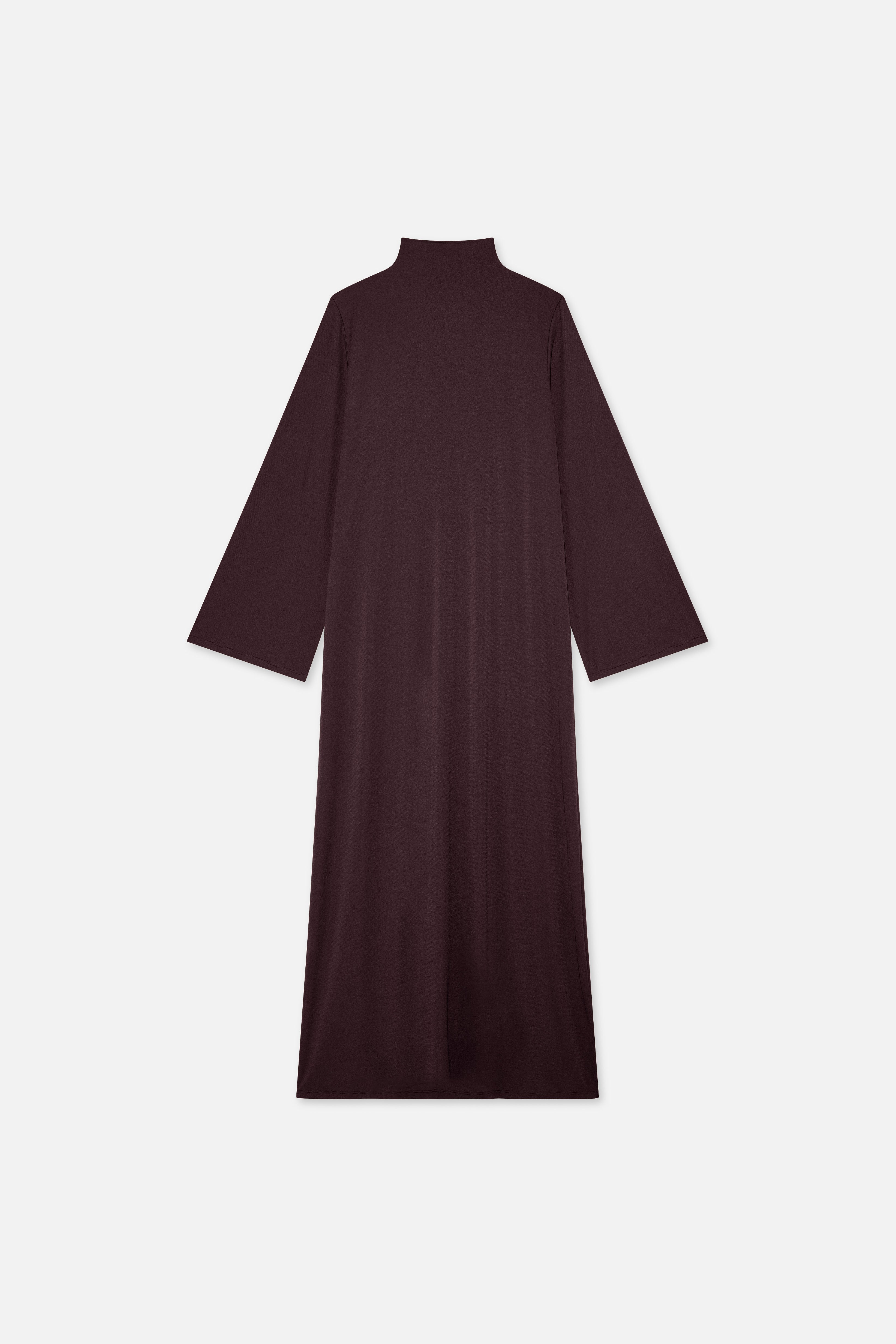 Flat lay purple MERRACHI dress, back view