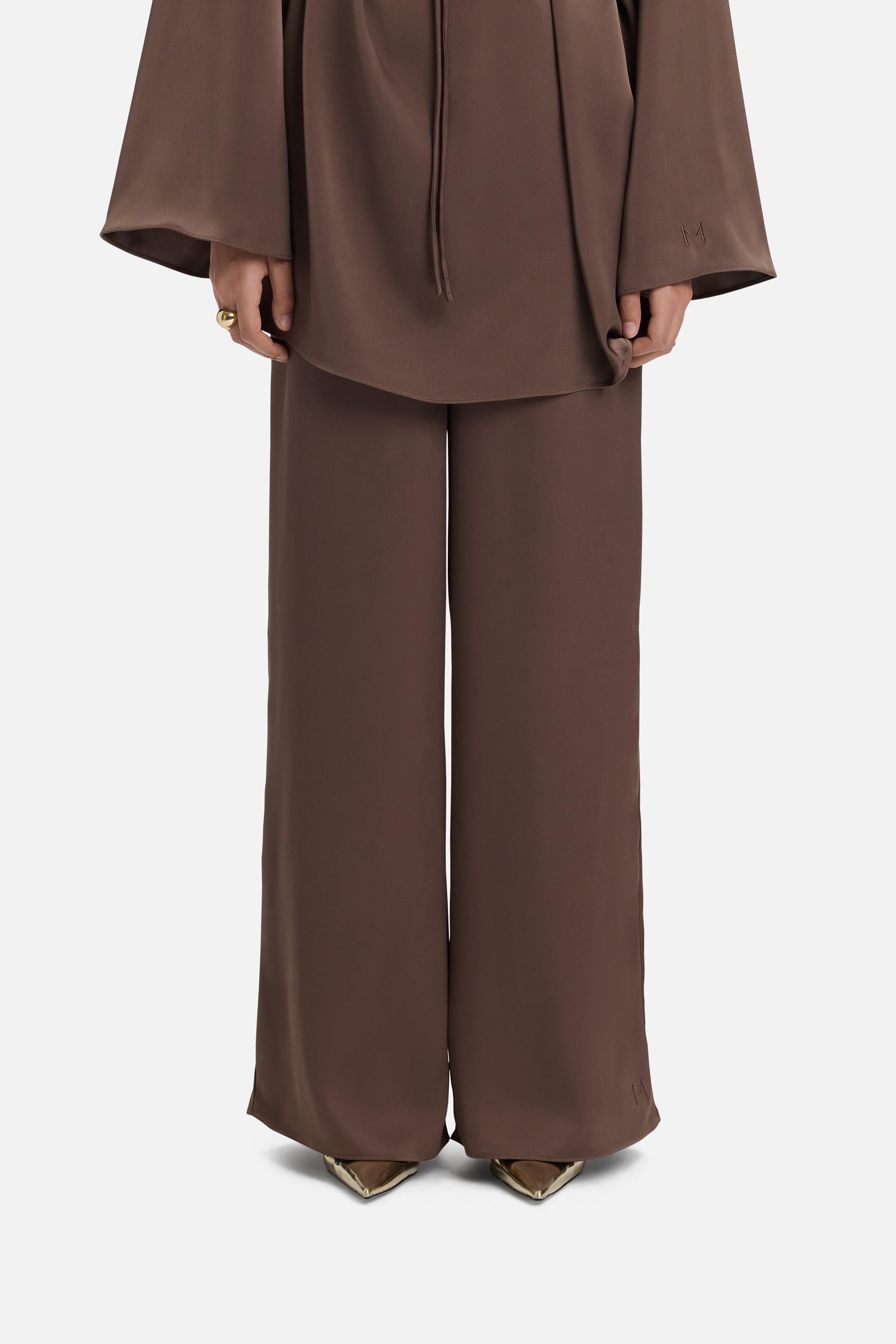 Flowy Palazzo Pants | Ash Brown