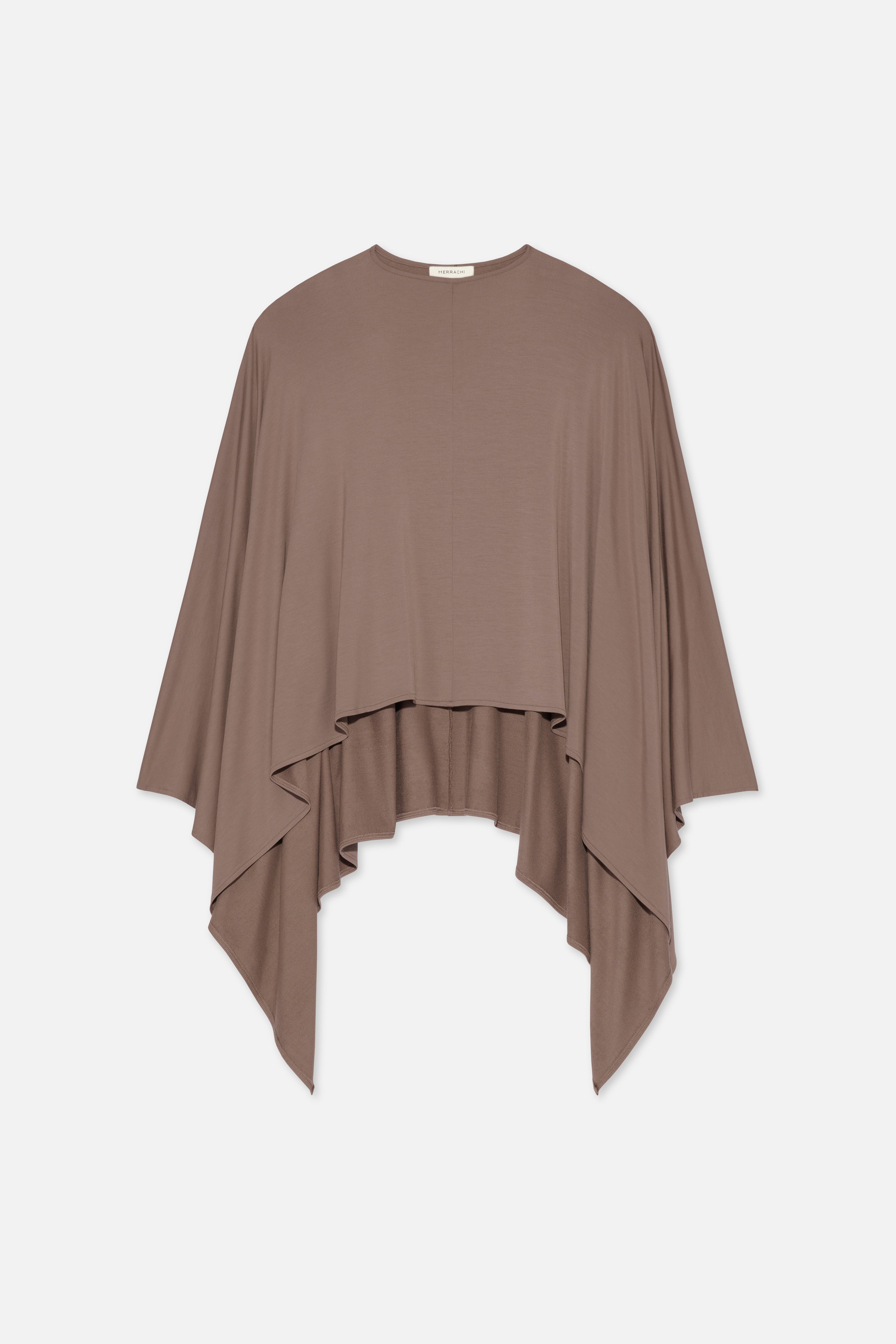 Flat lay taupe MERRACHI cape, front view