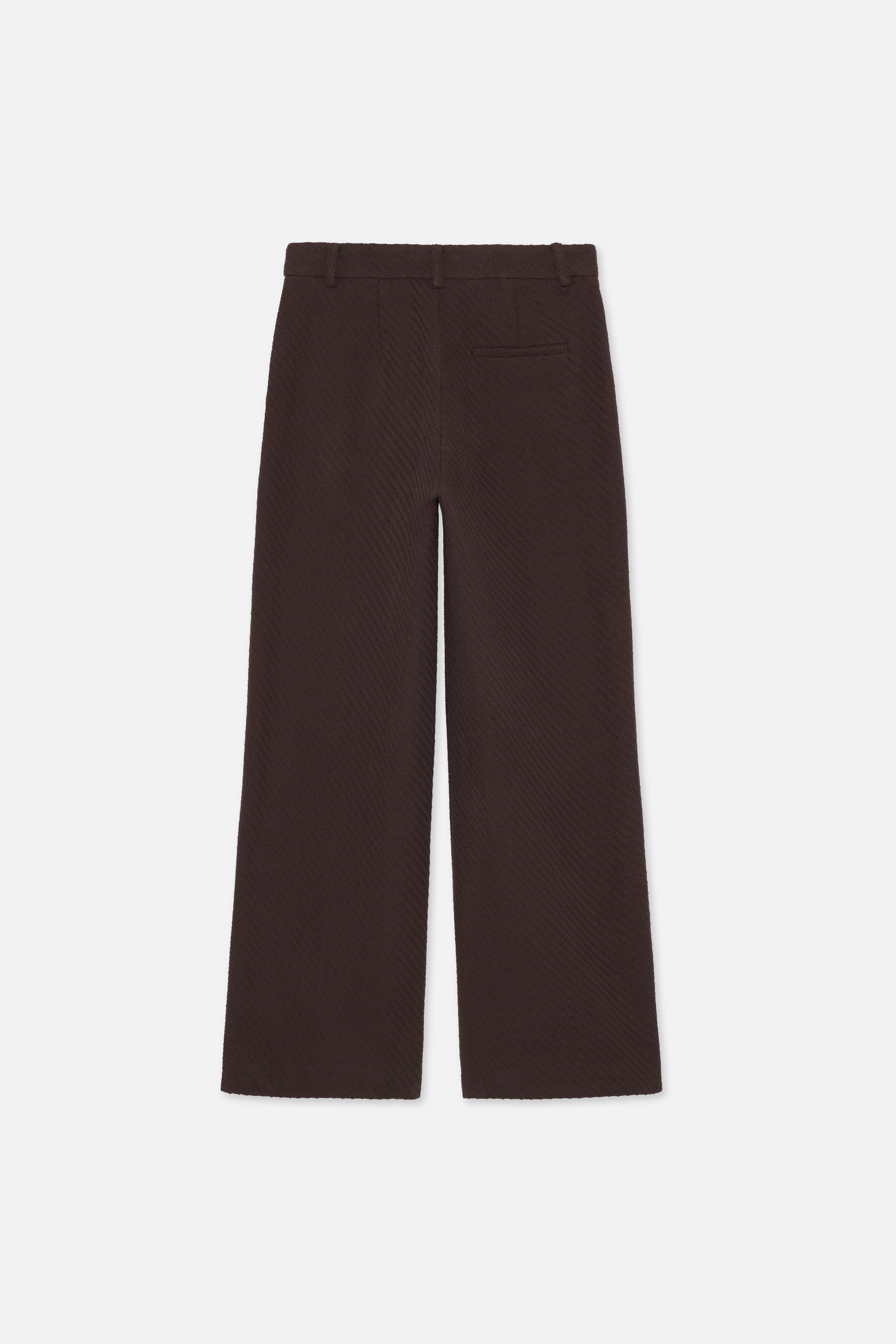 Flat lay back brown pants