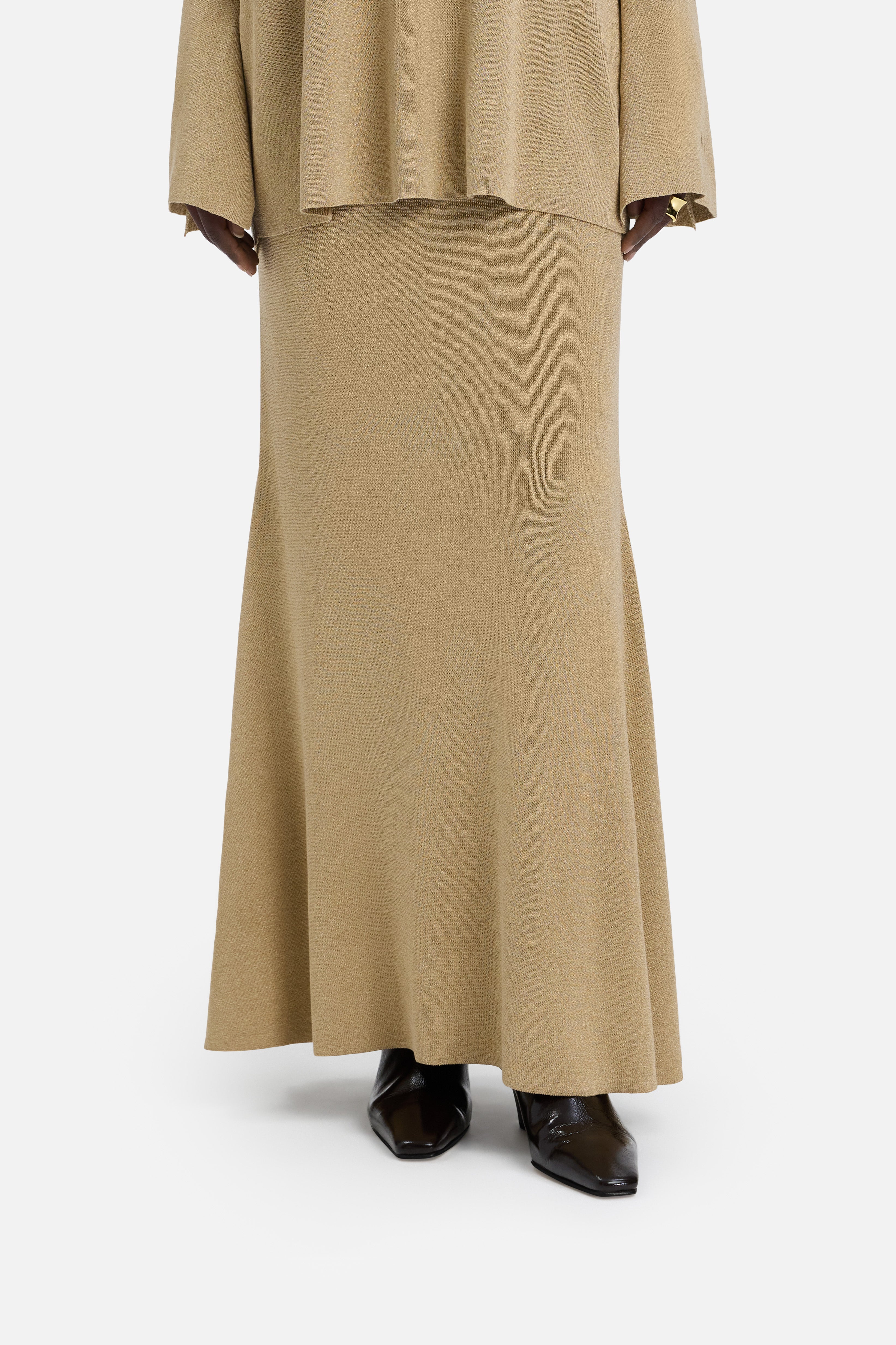 Gilded Knit Skirt | Light Gold