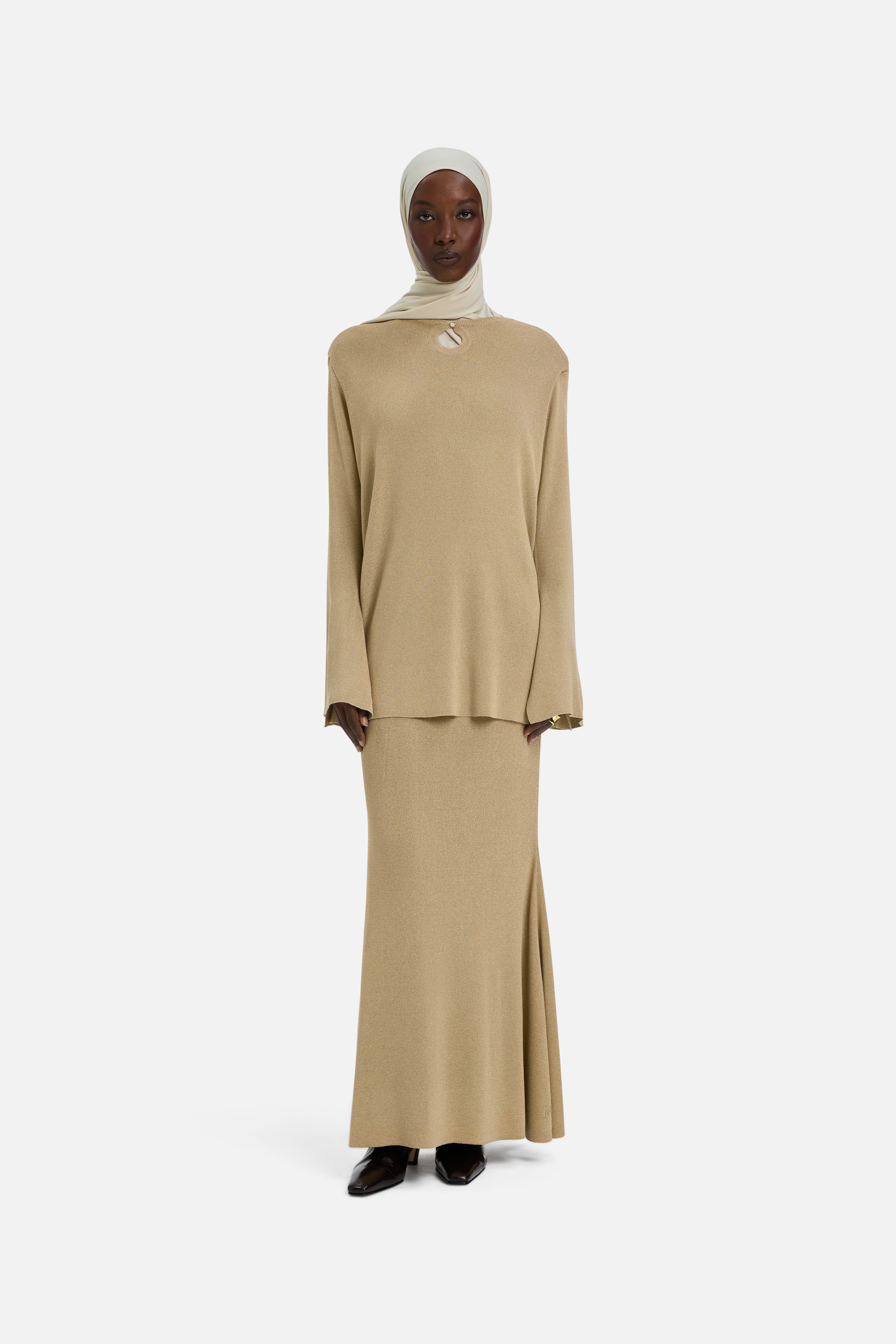 Gilded Knit Skirt | Light Gold