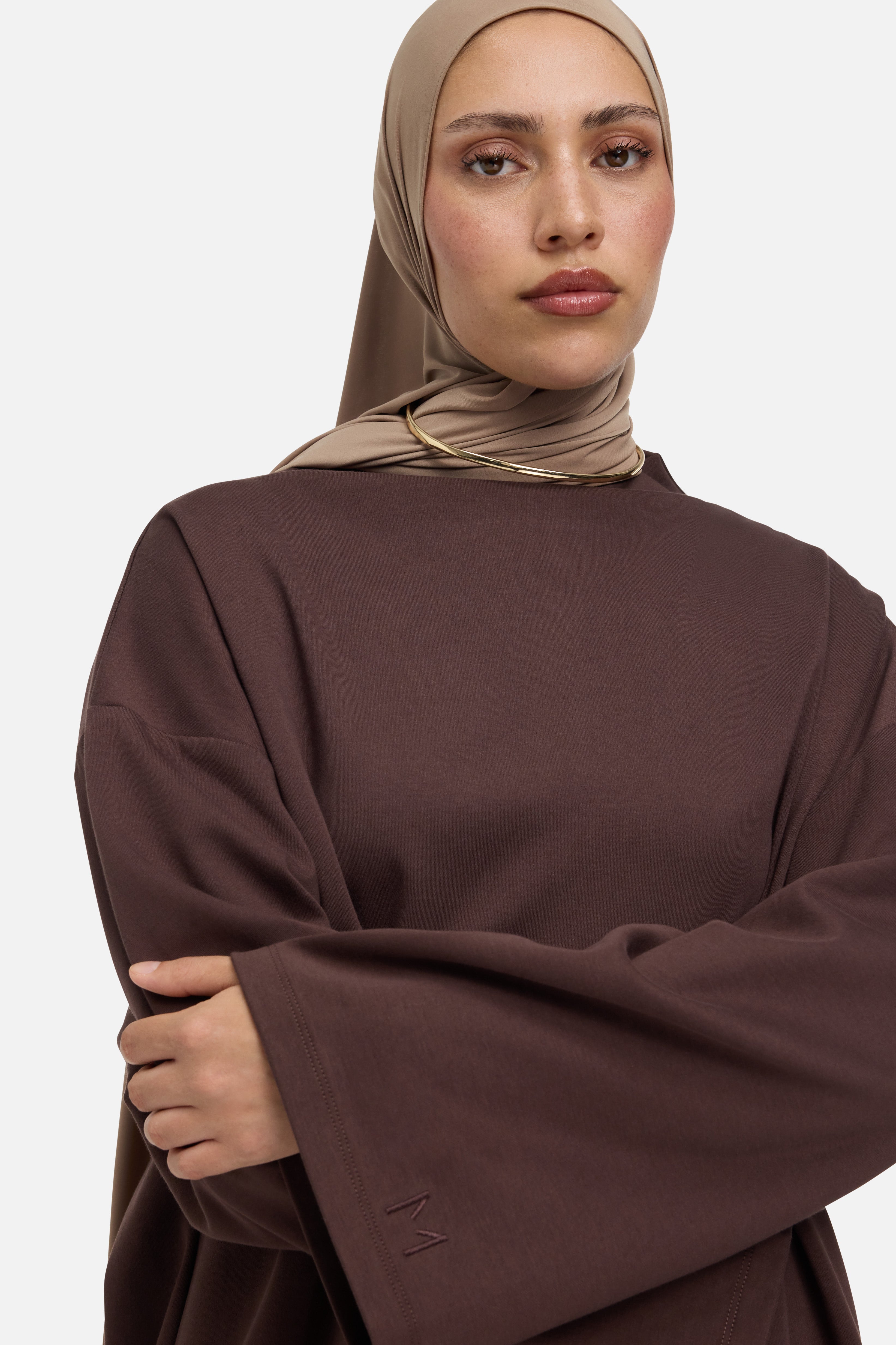 High Neck Tee | Dark Brown