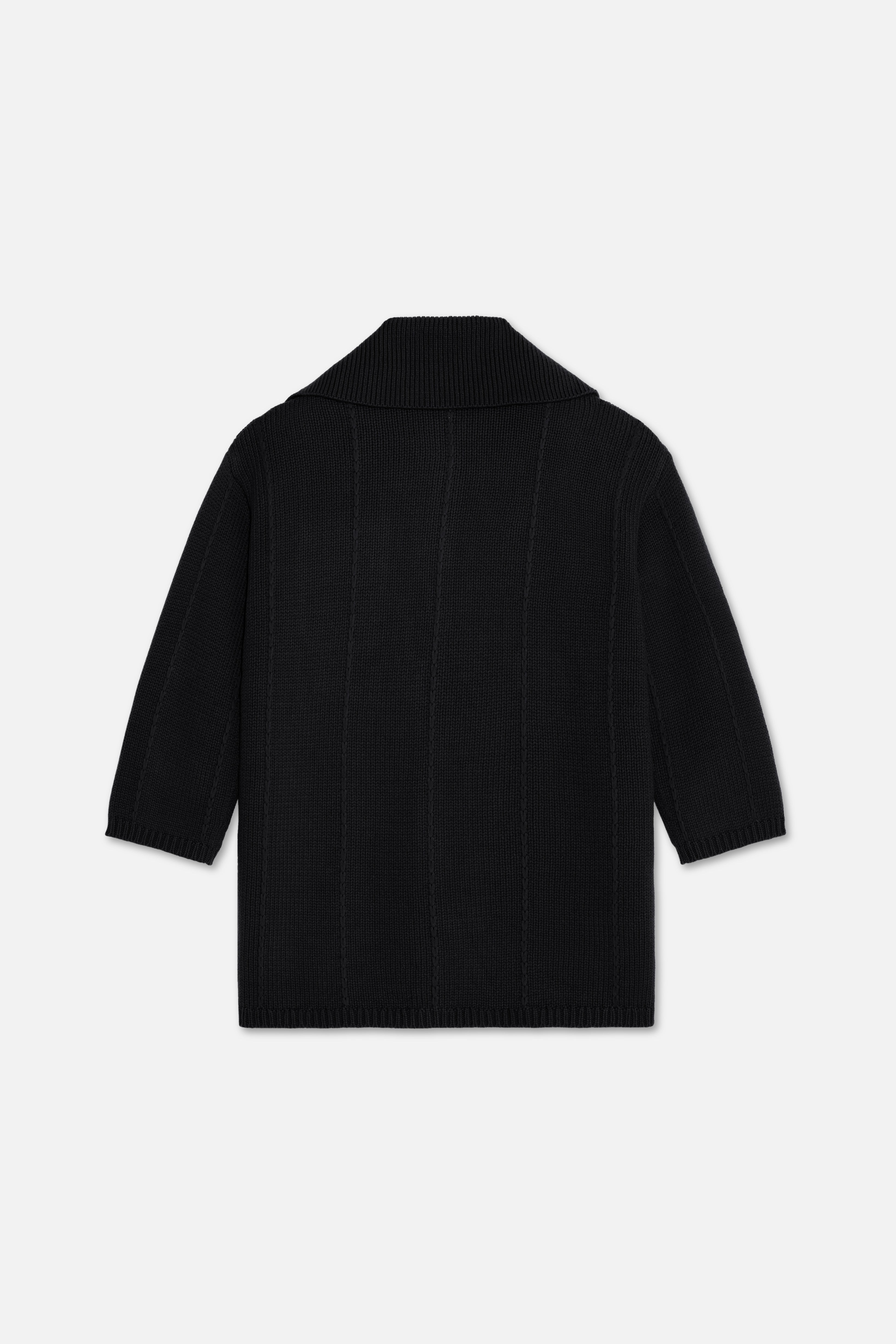 Knitted Collar Cardigan | Black