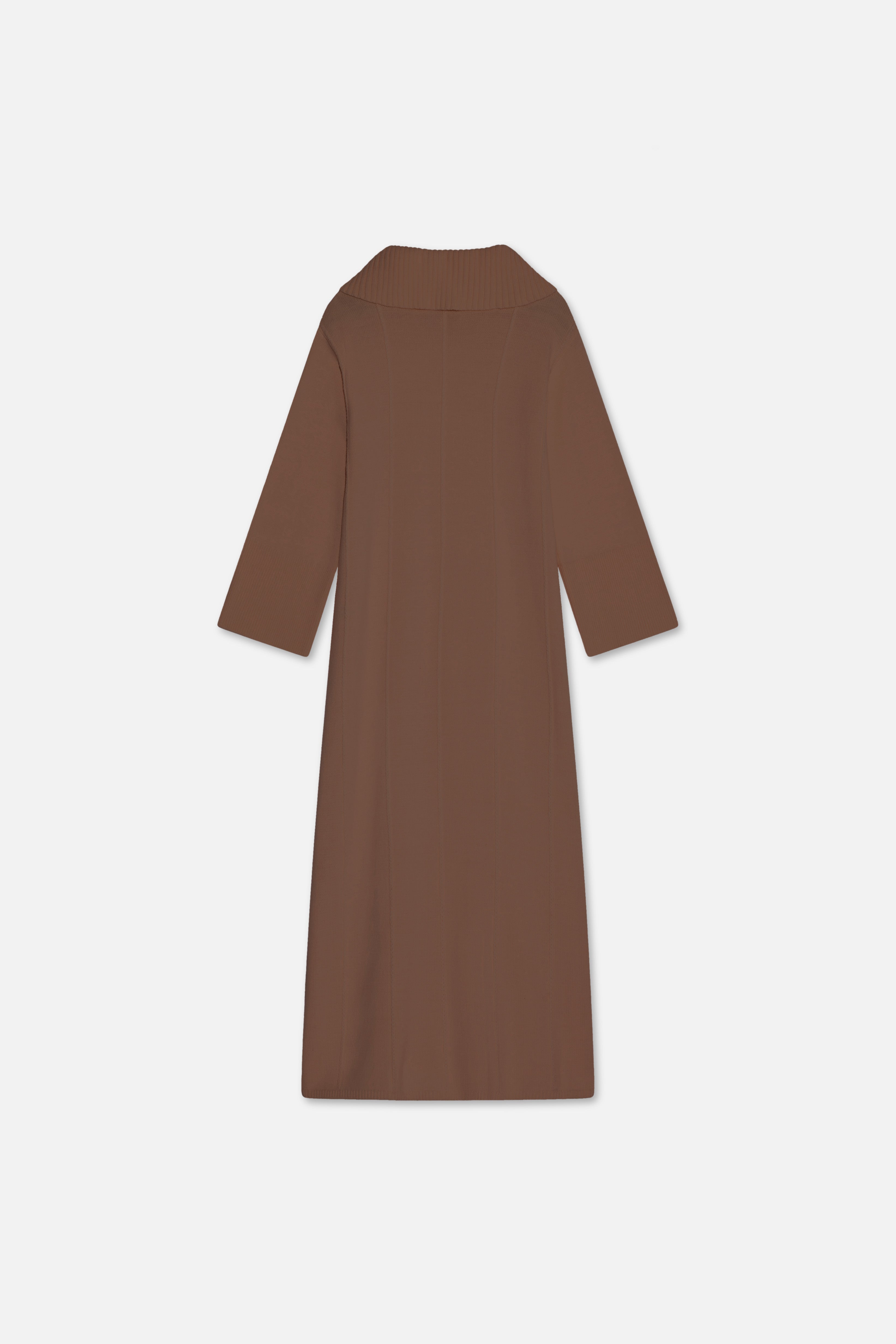 Knitted Collar Dress | Chocolate