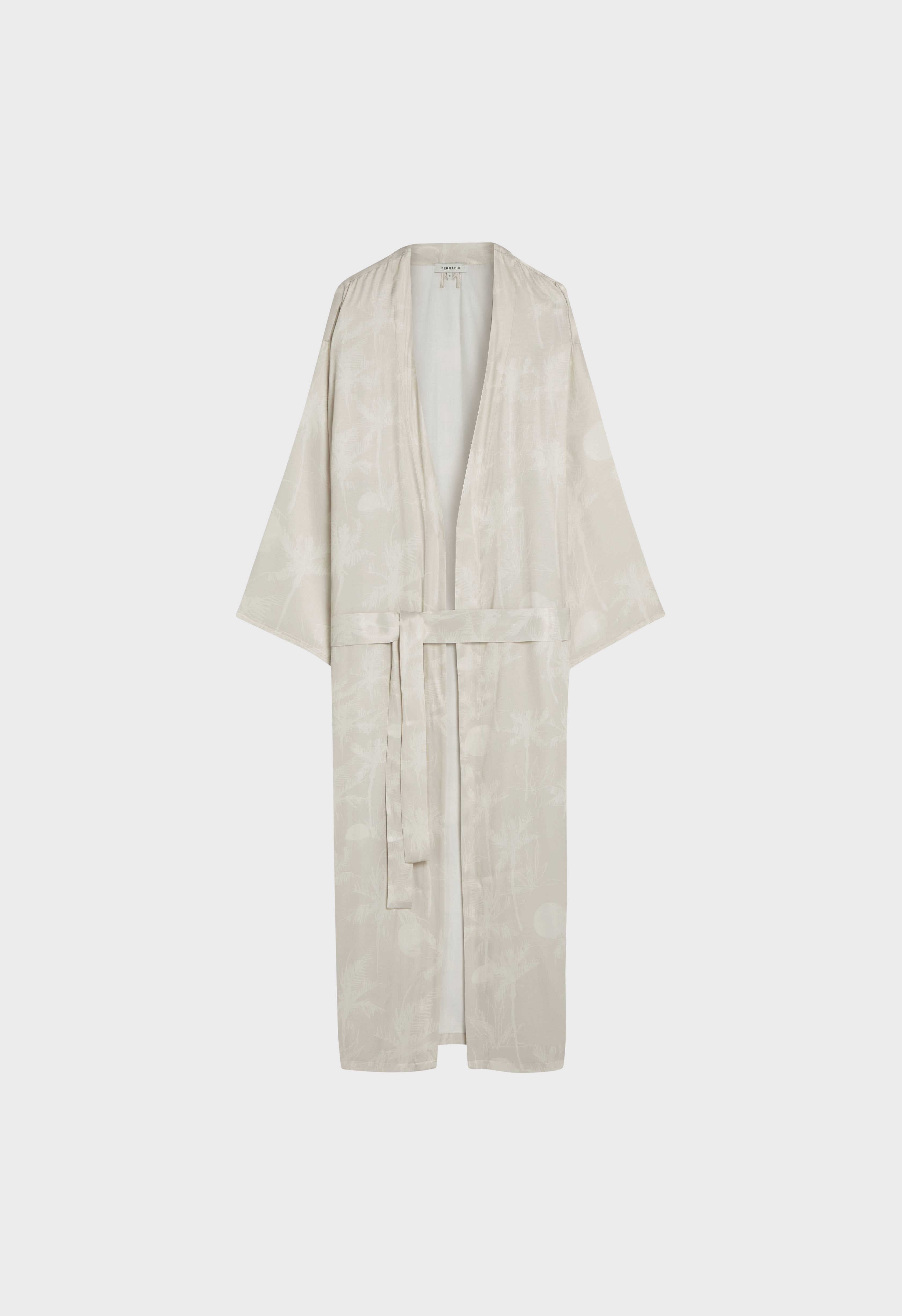 Kimono | Palm Print Moon Grey