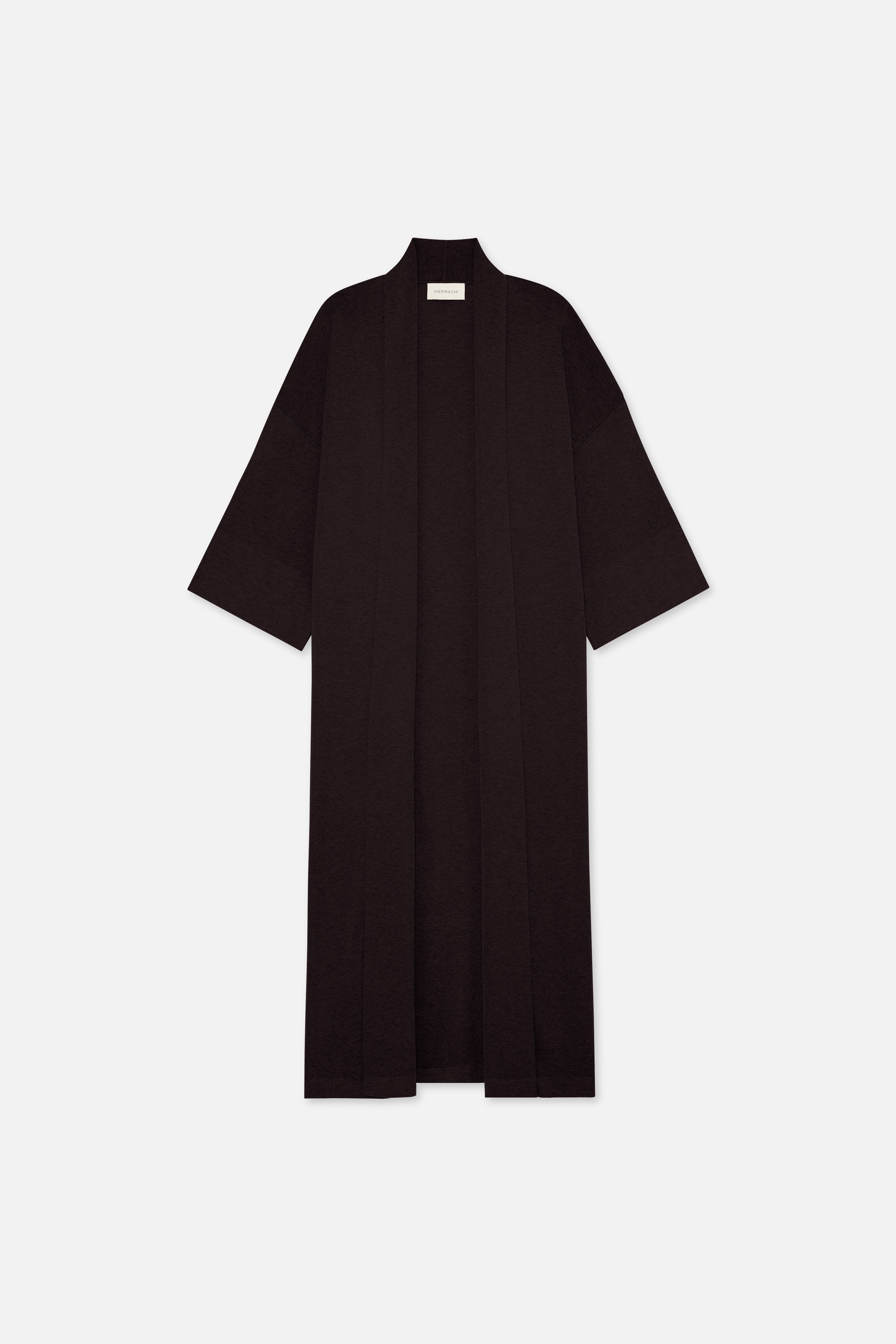 Flat lay front brown knitted abaya