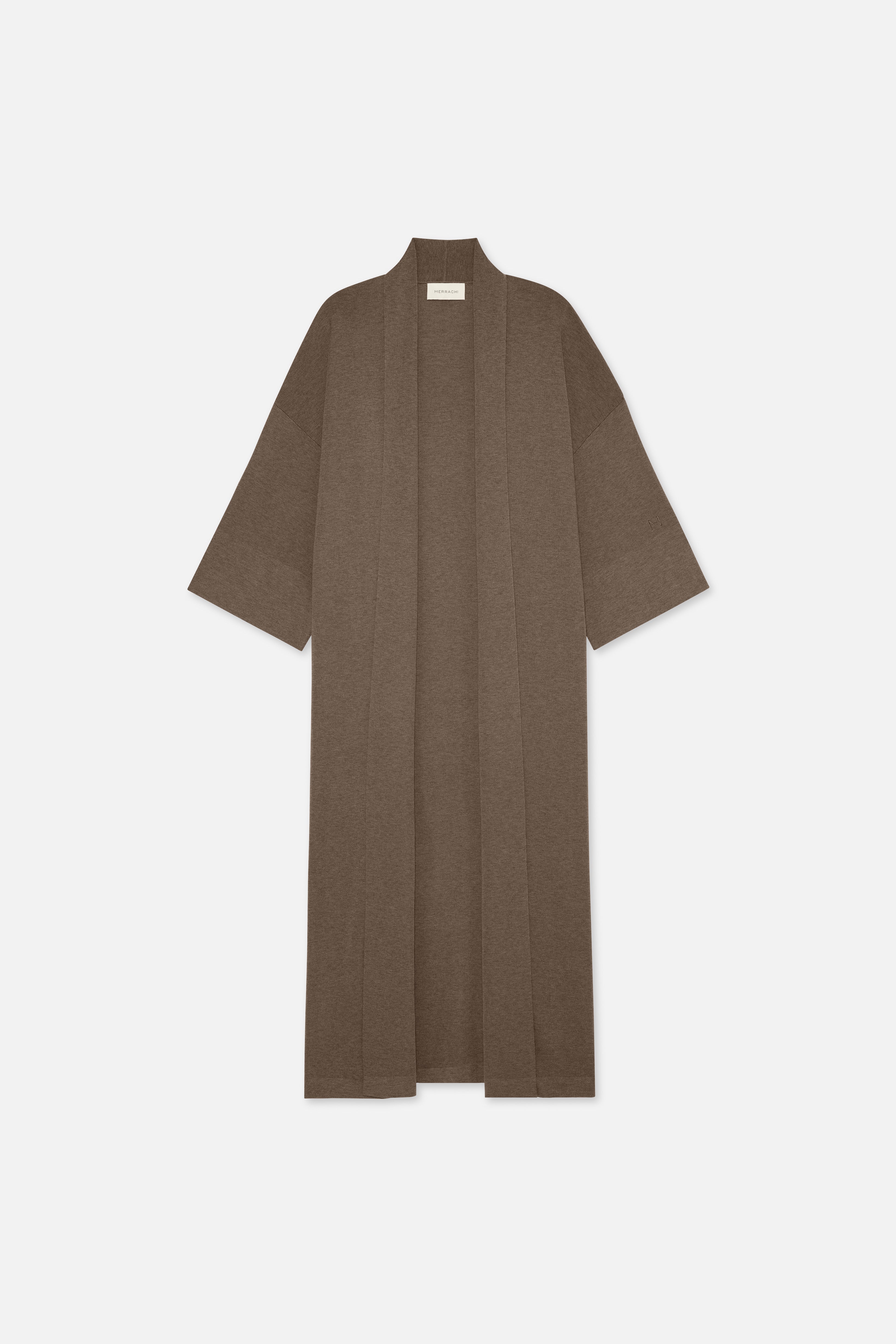 Flat lay front brown knitted abaya