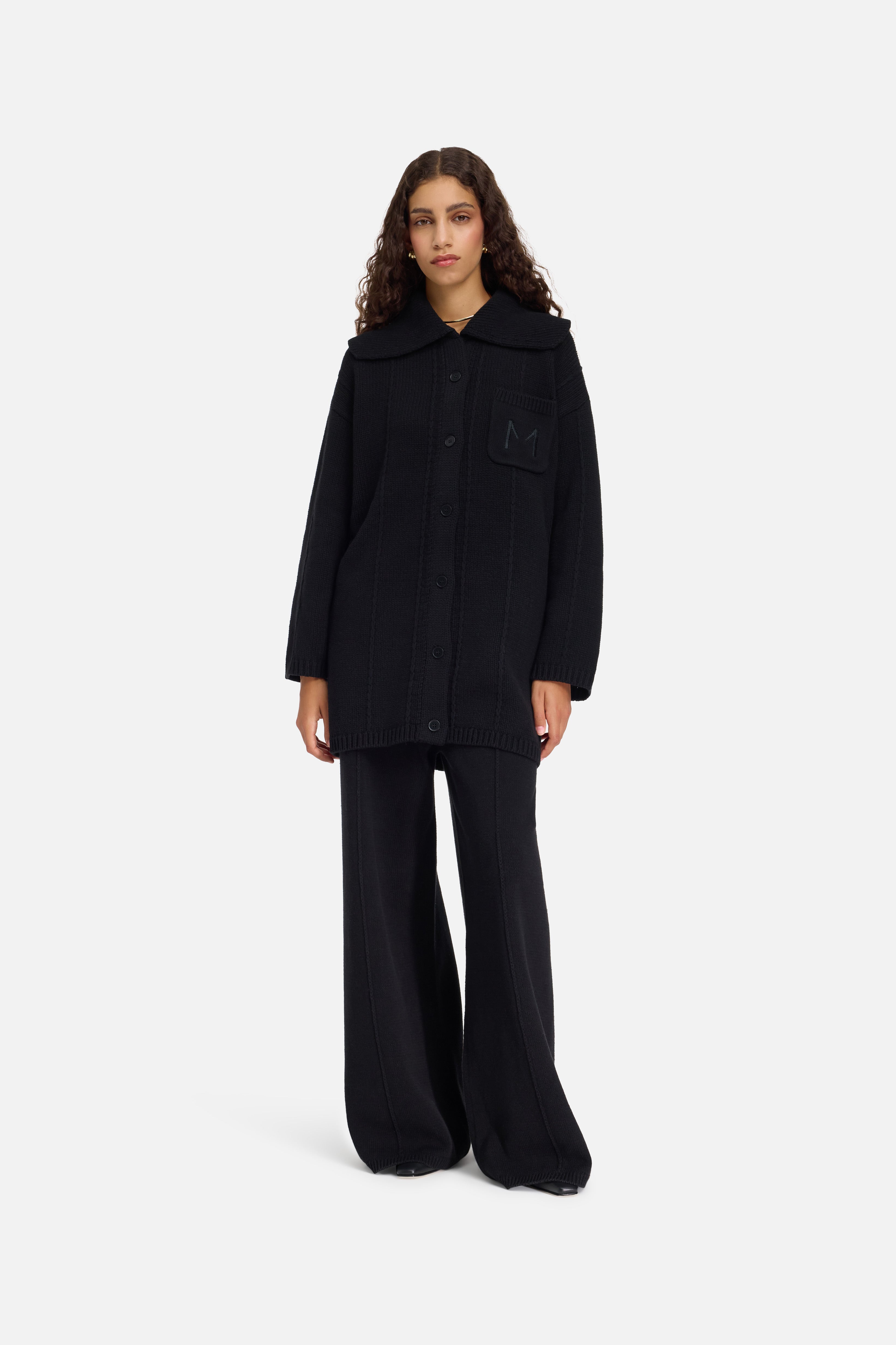 Knitted Cable Pants | Black