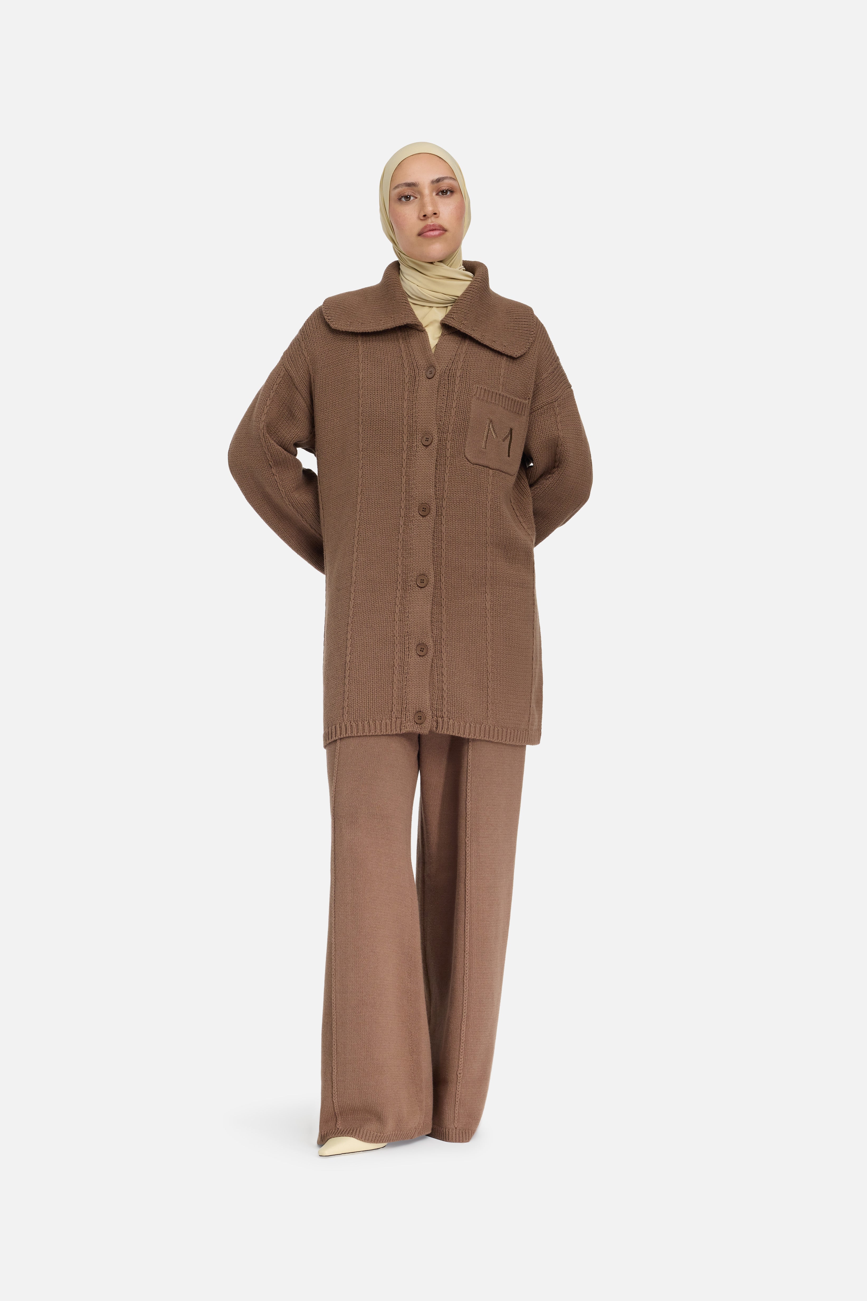 Knitted Cable Pants | Chocolate