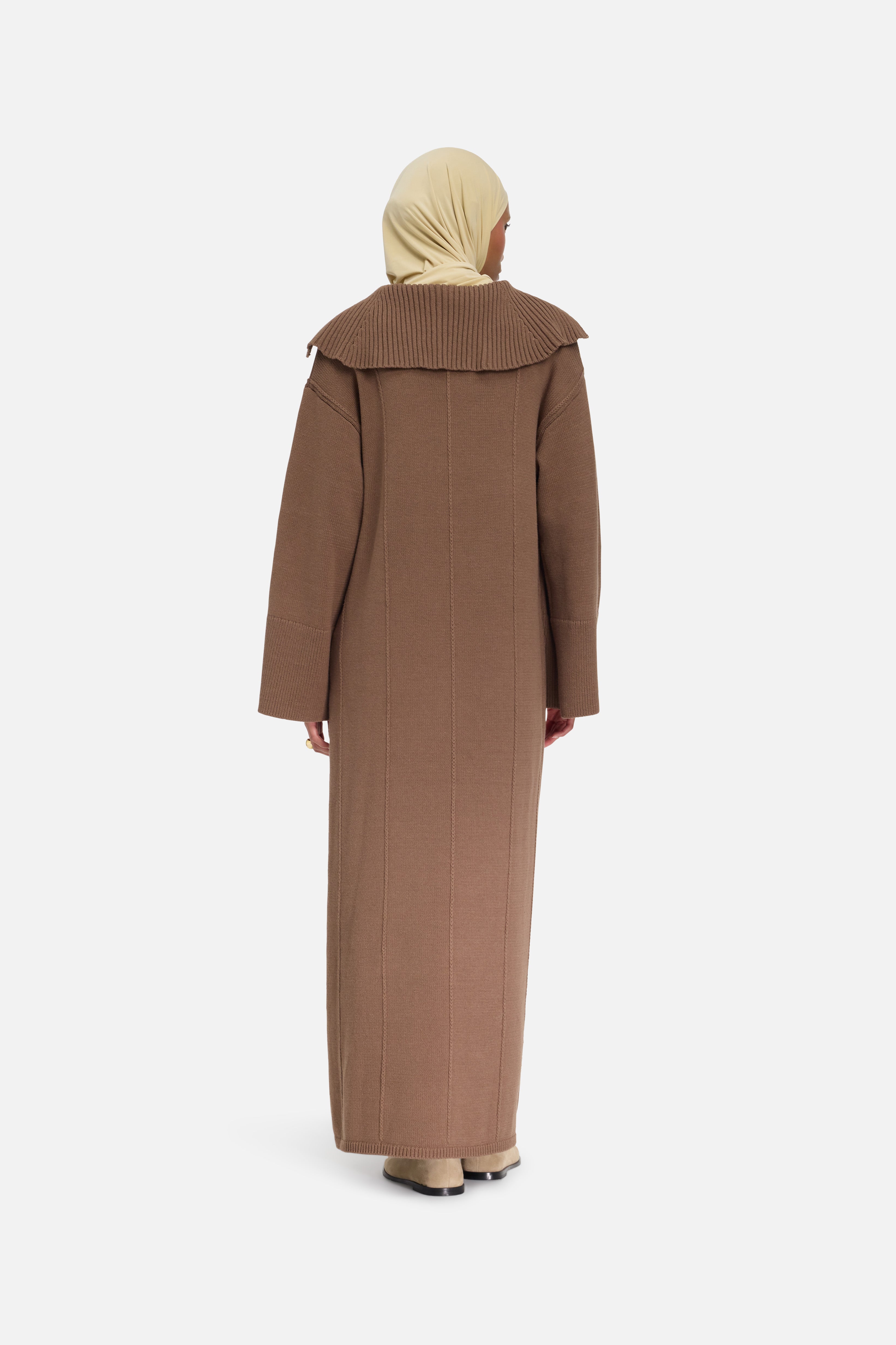 Knitted Collar Dress | Chocolate