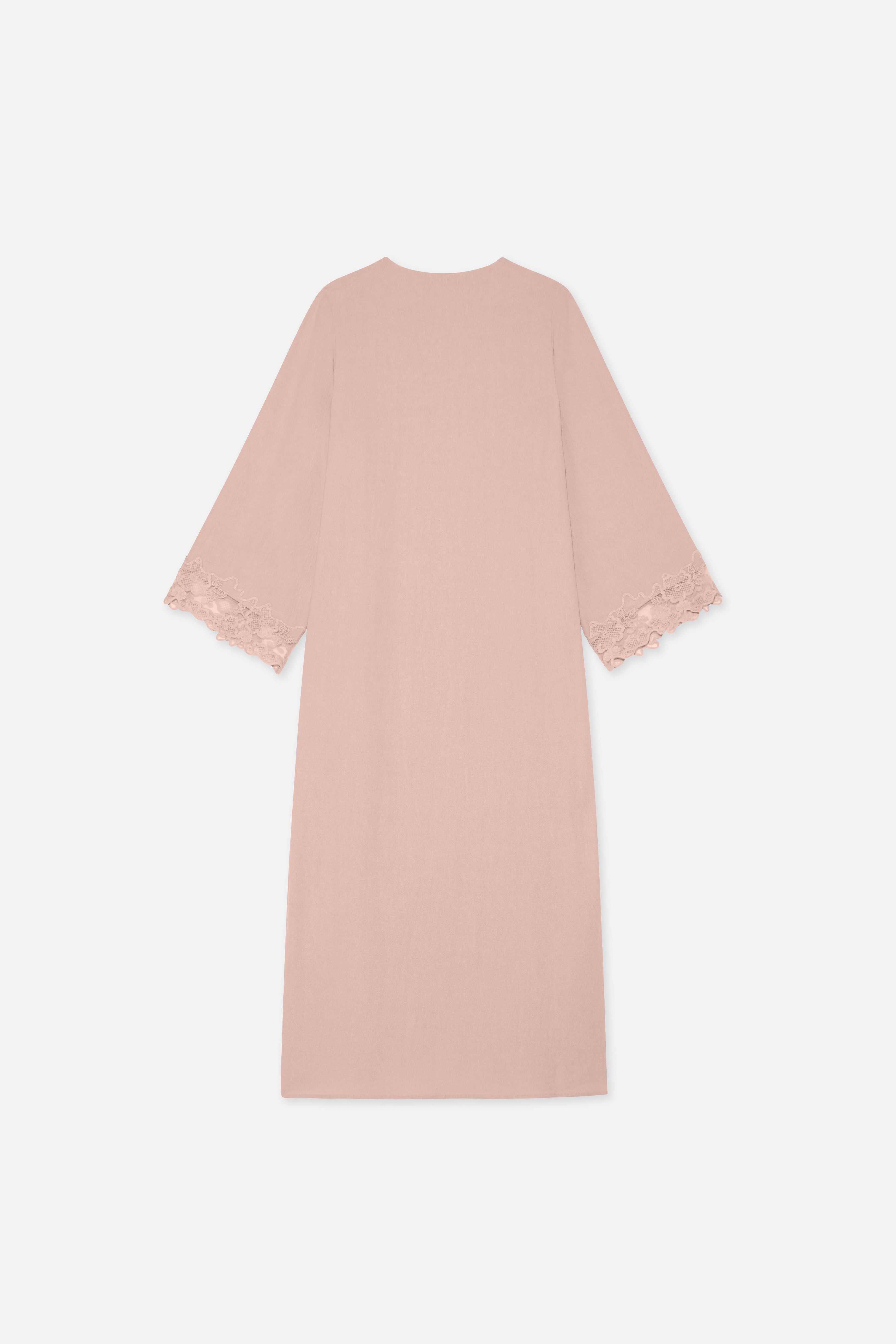 Lace Trim Abaya | Deep Rose