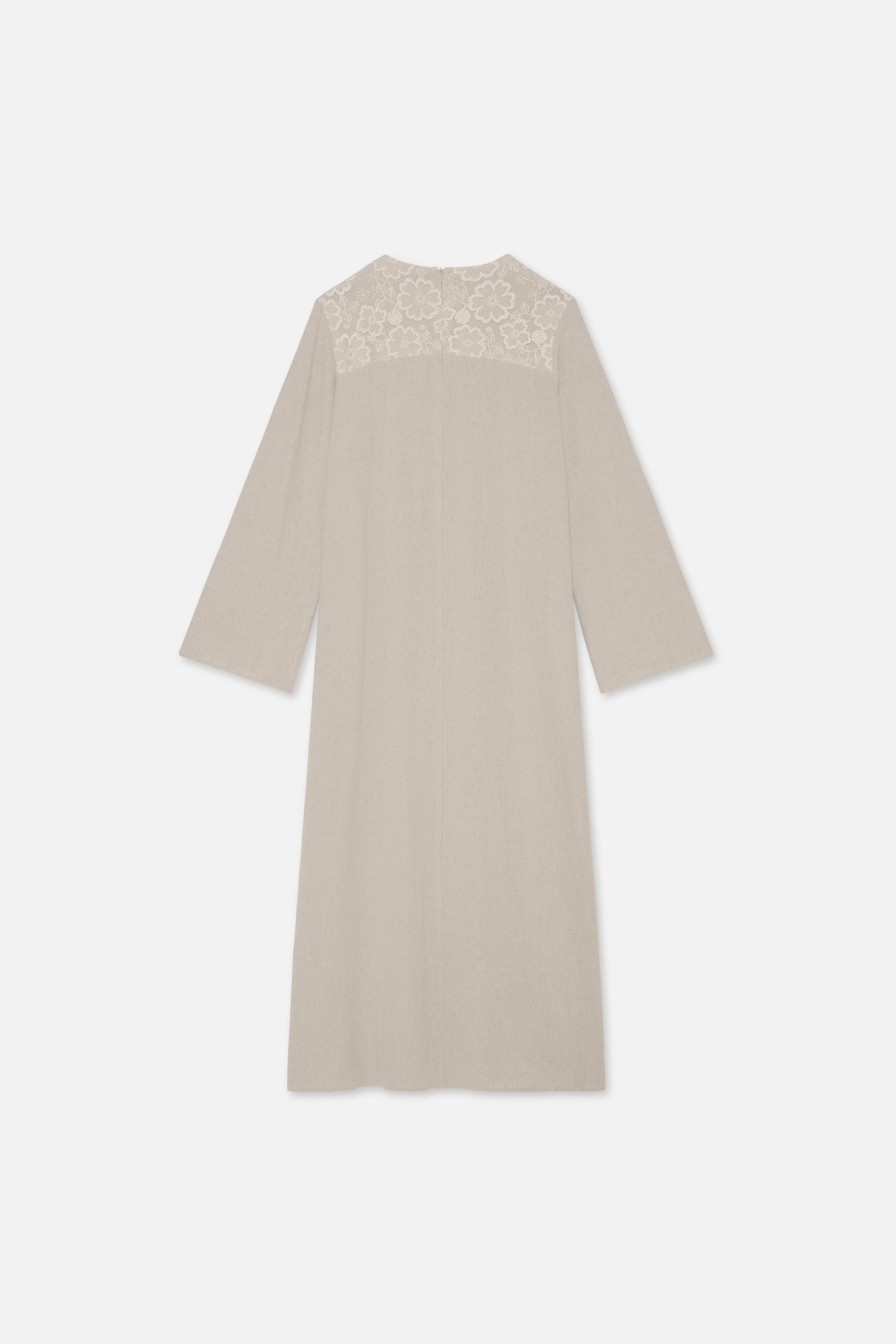 Lace Trim Dress | Grey Sand