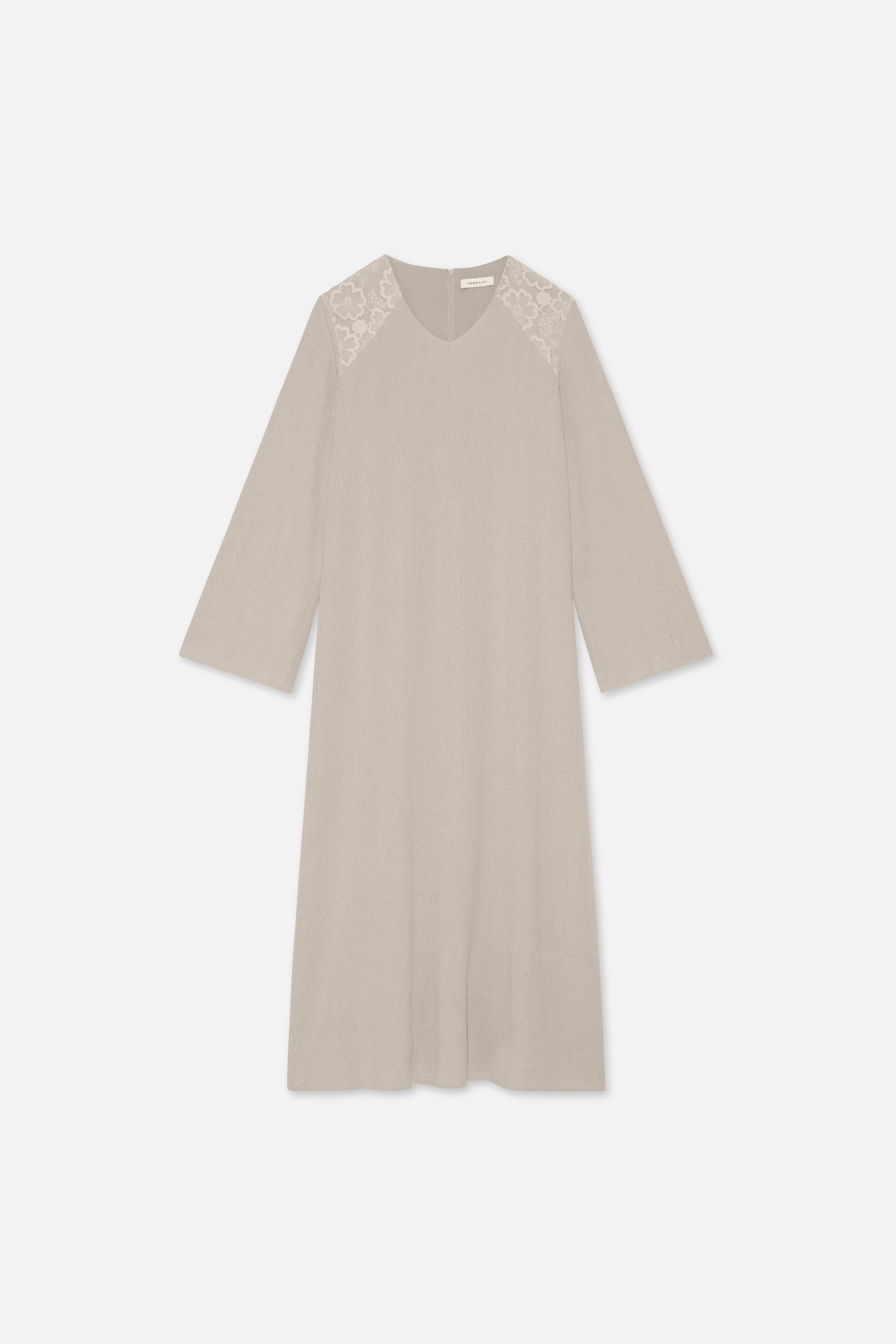 Lace Trim Dress | Grey Sand