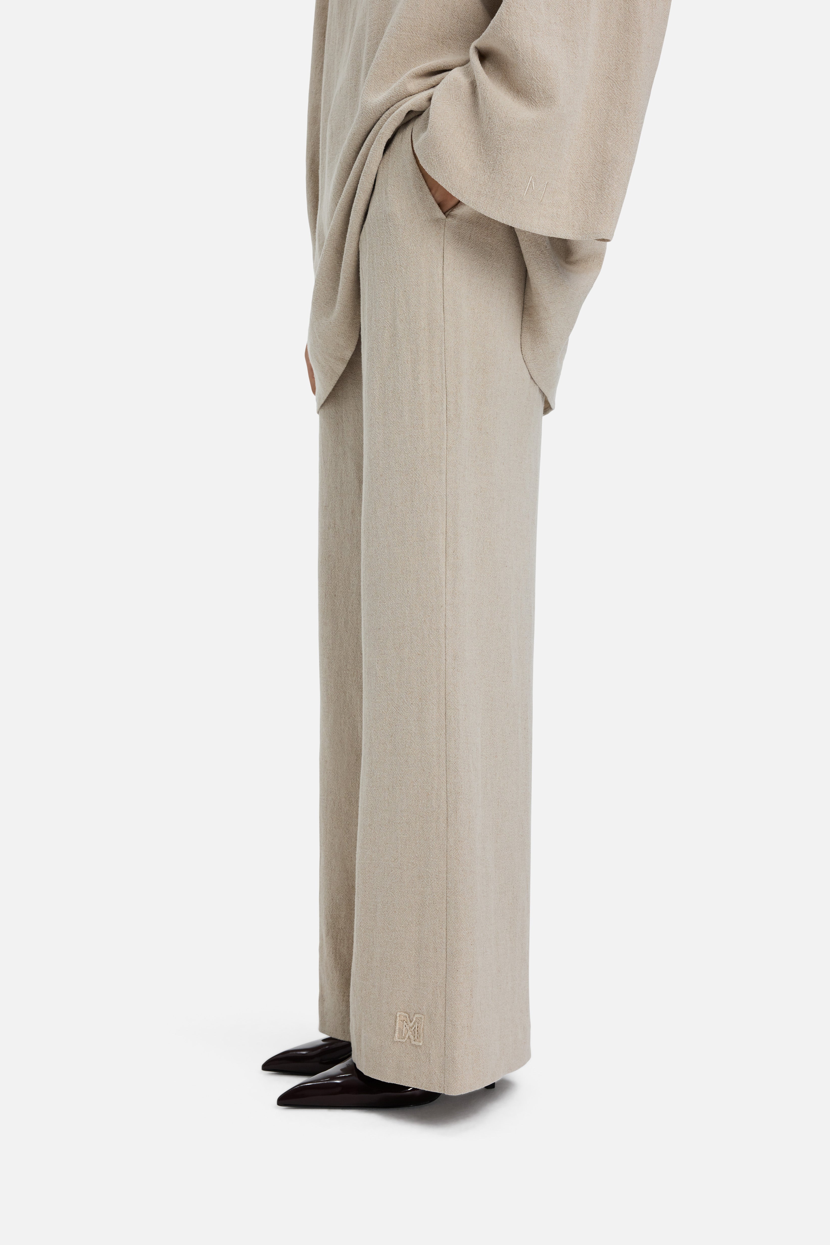 Lace Trim Pants | Grey Sand