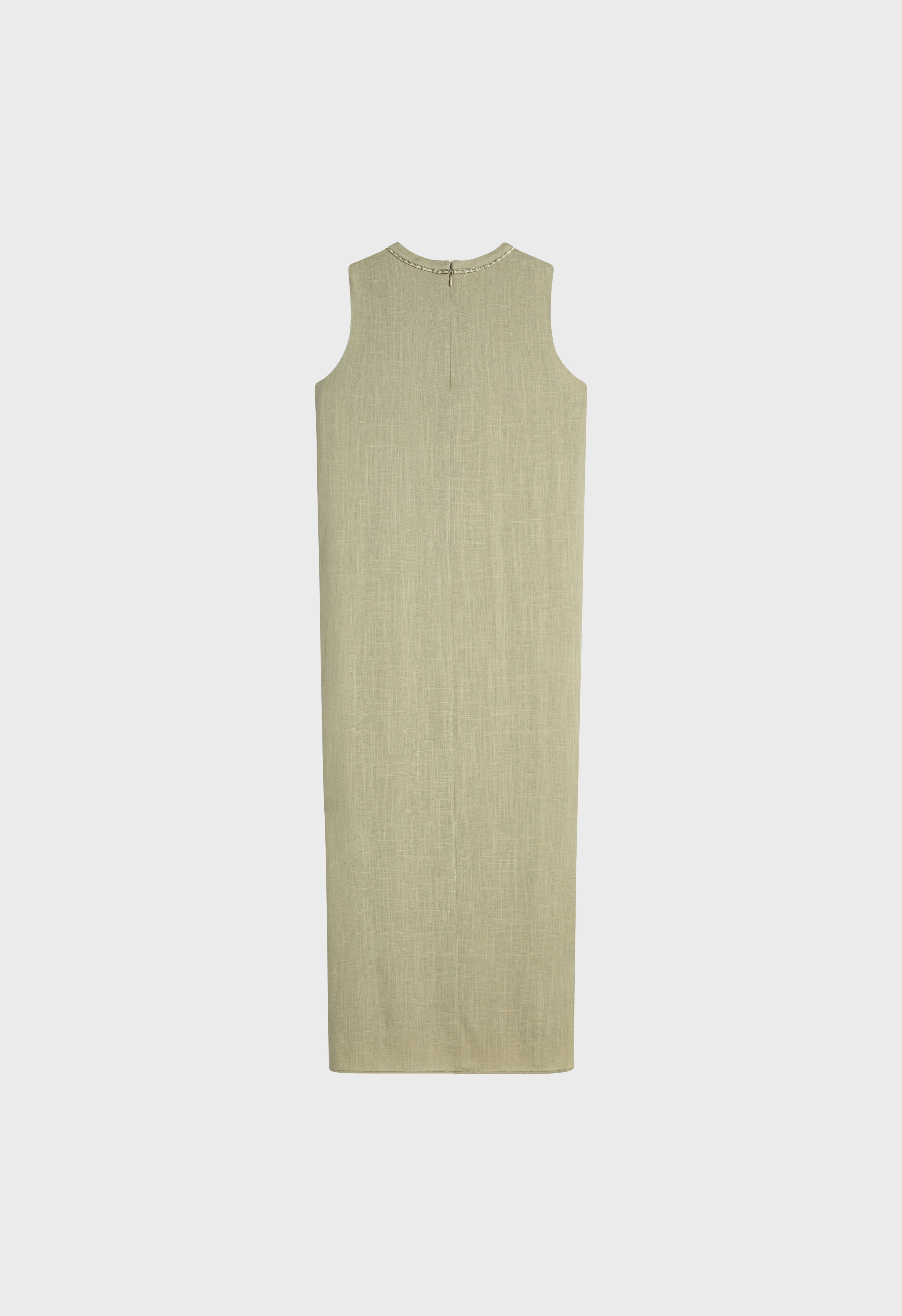 Linen Sleeveless Dress | Soft Khaki