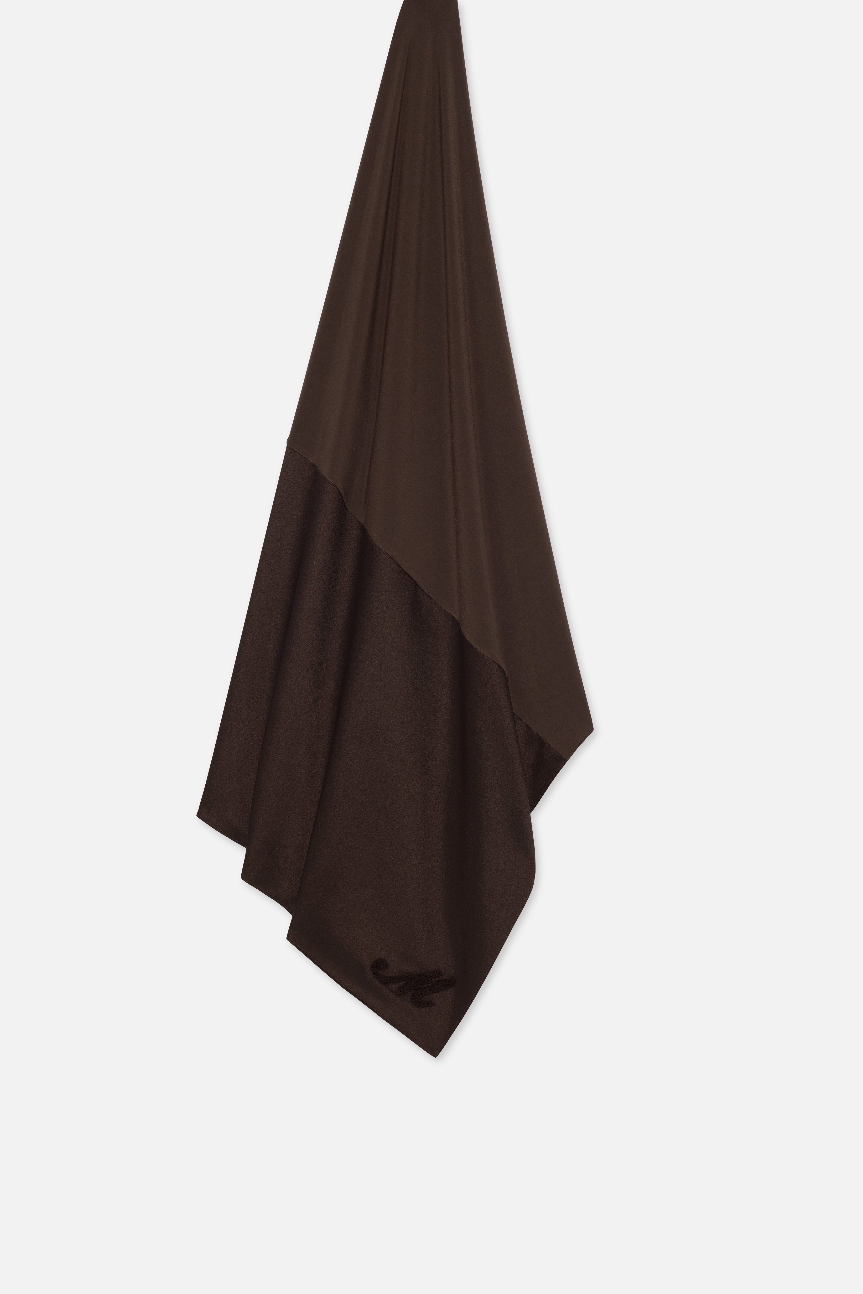 Logo Satin Edge Scarf Premium | Dark Brown