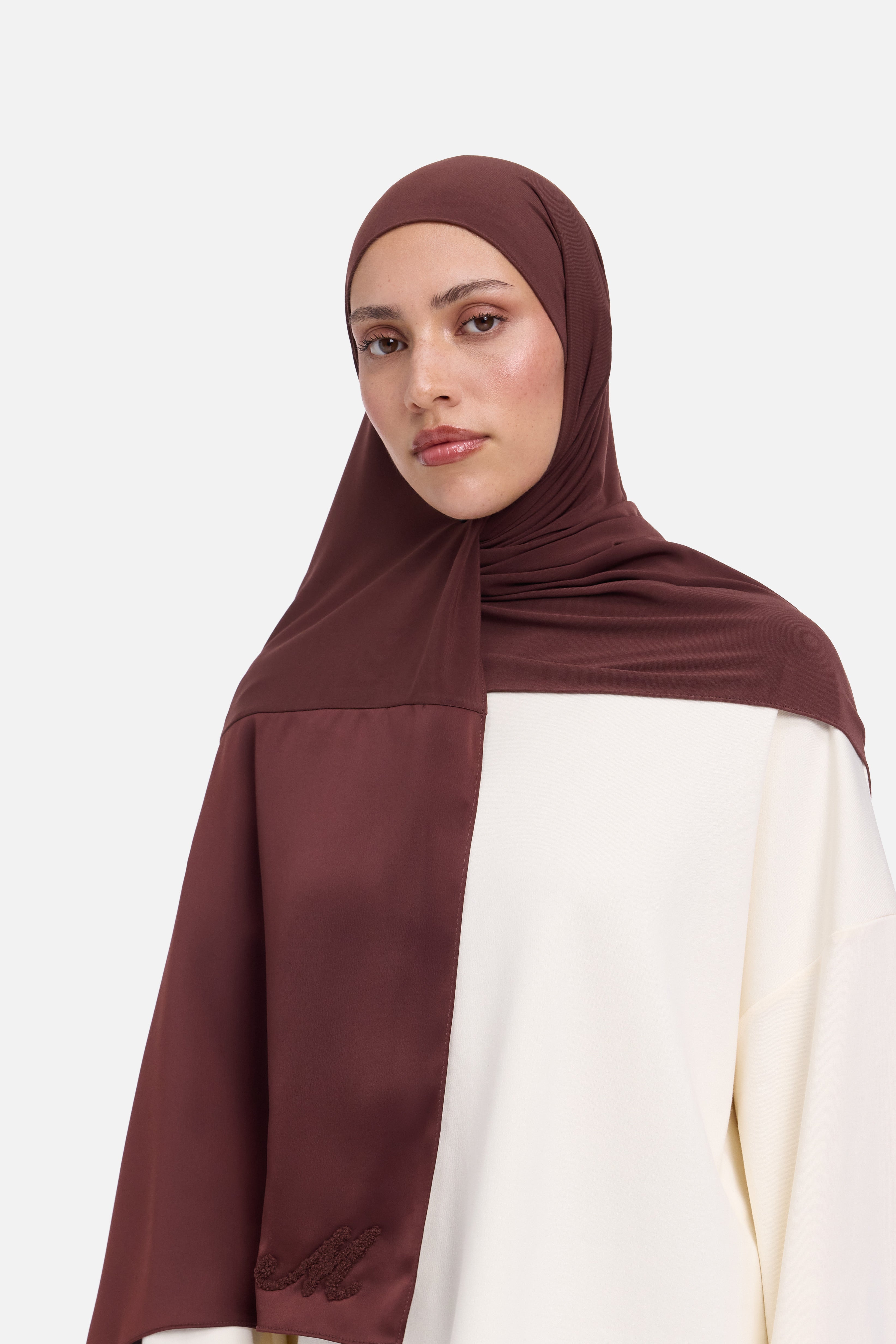 Logo Satin Edge Scarf Premium | Dark Cherry