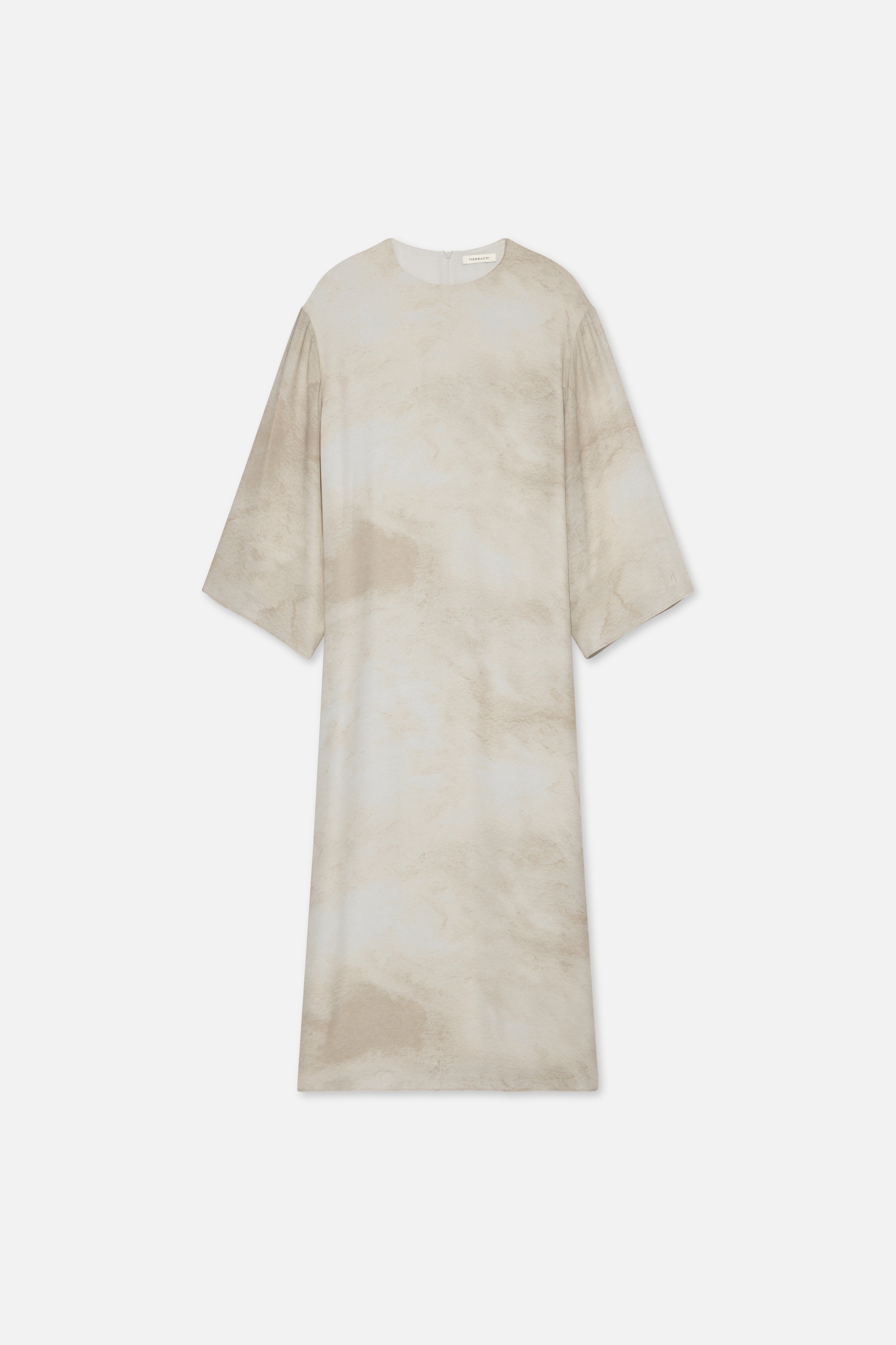 Marble Crew Neck Dress | Mocha Marble