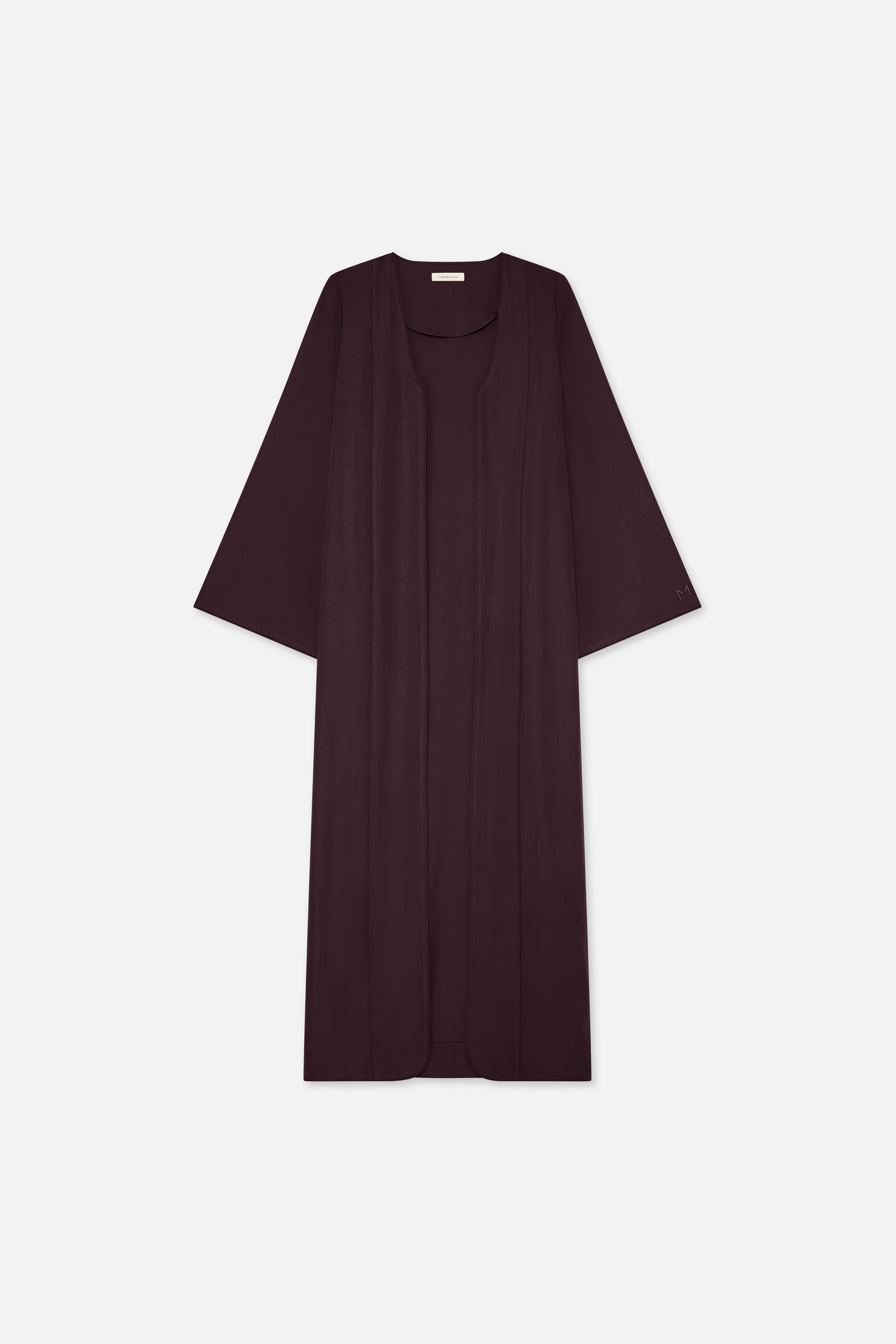 Flat lay front purple abaya