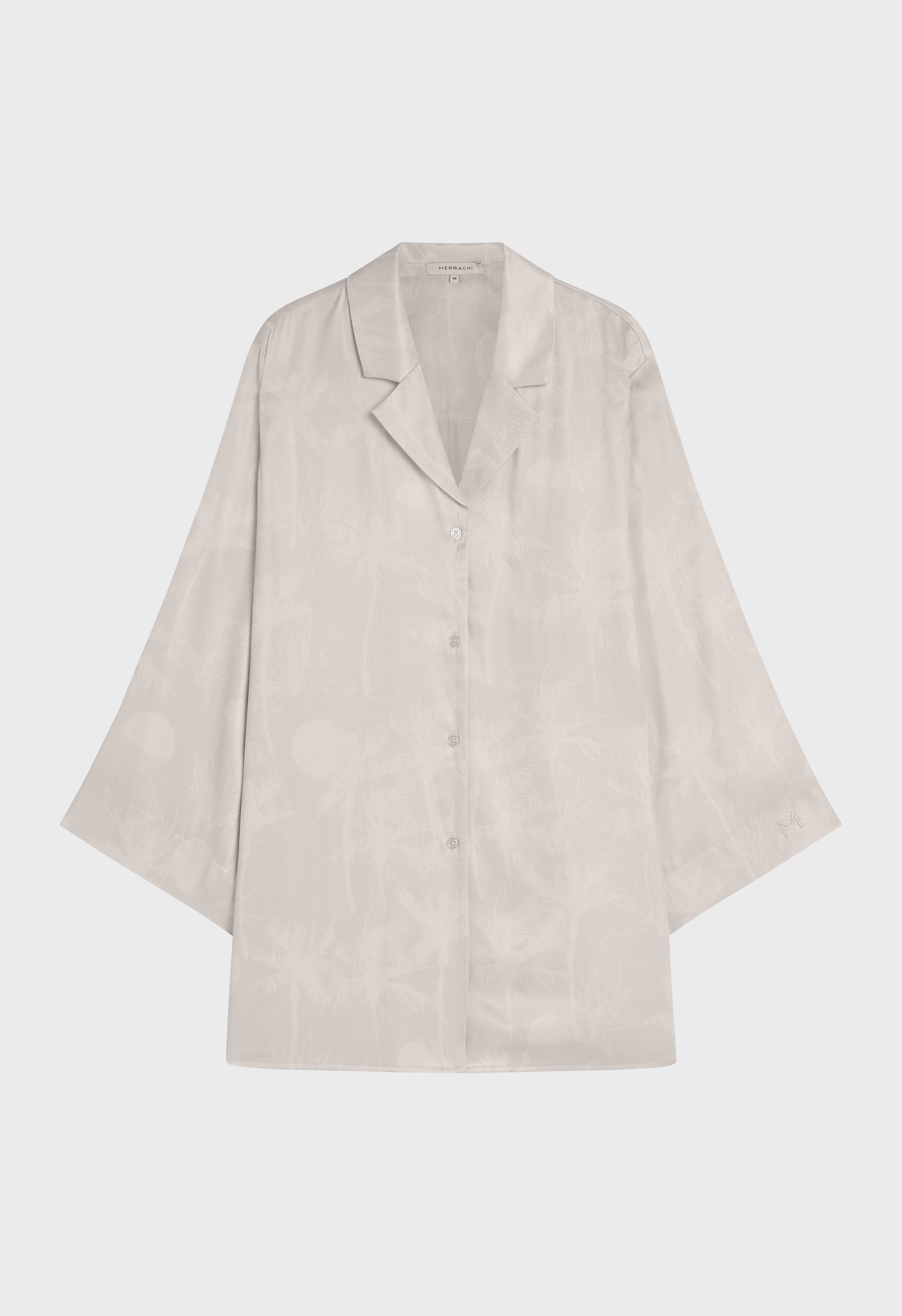 Printed Shirt | Palm Print Moon Grey