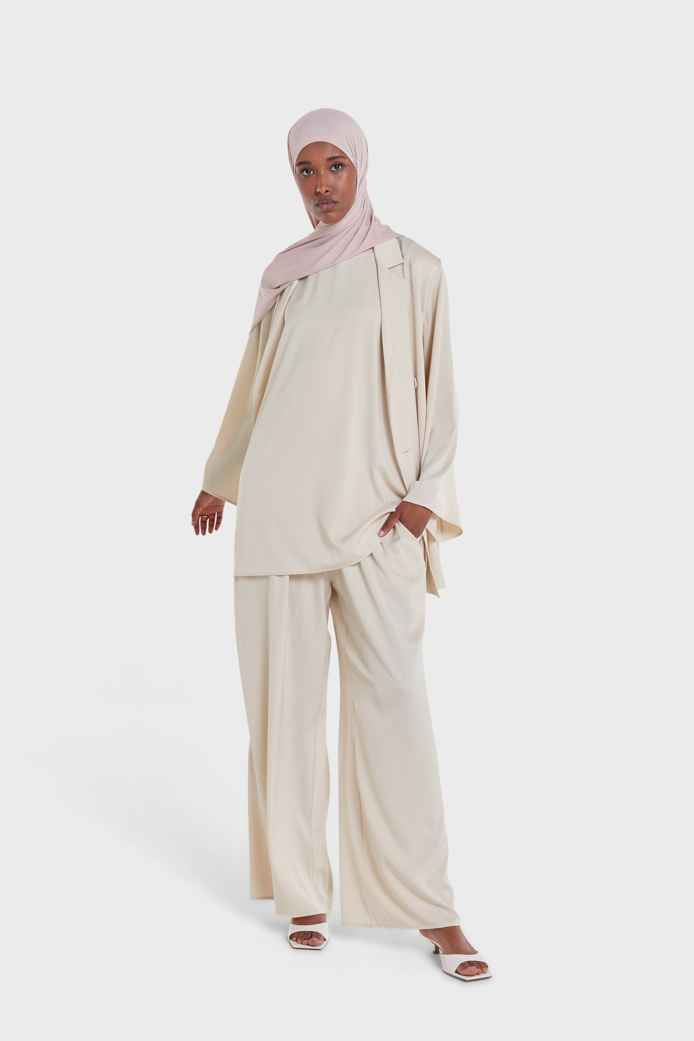 Satin Sleeveless Top | Sand