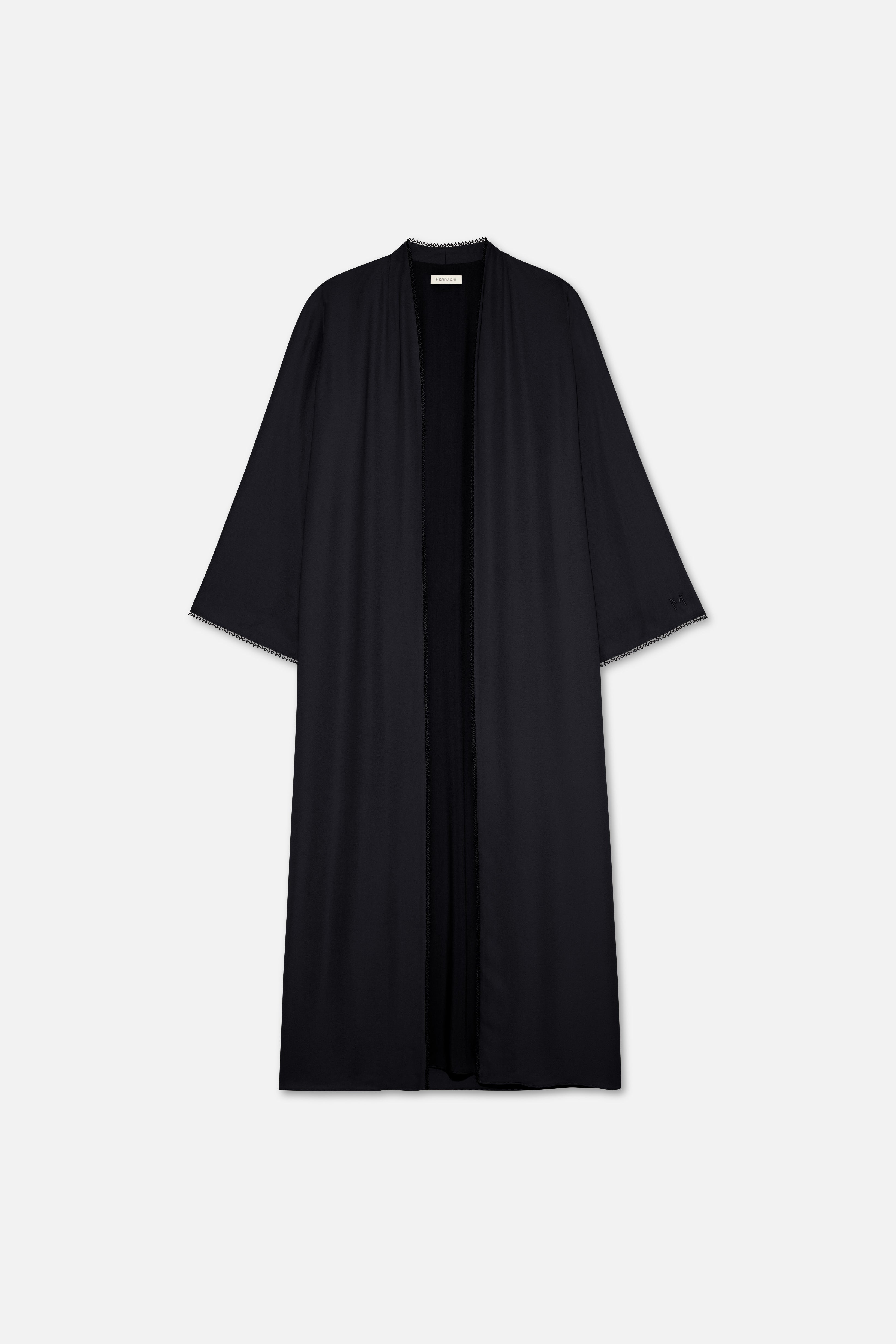 Picot Edge Abaya | Black