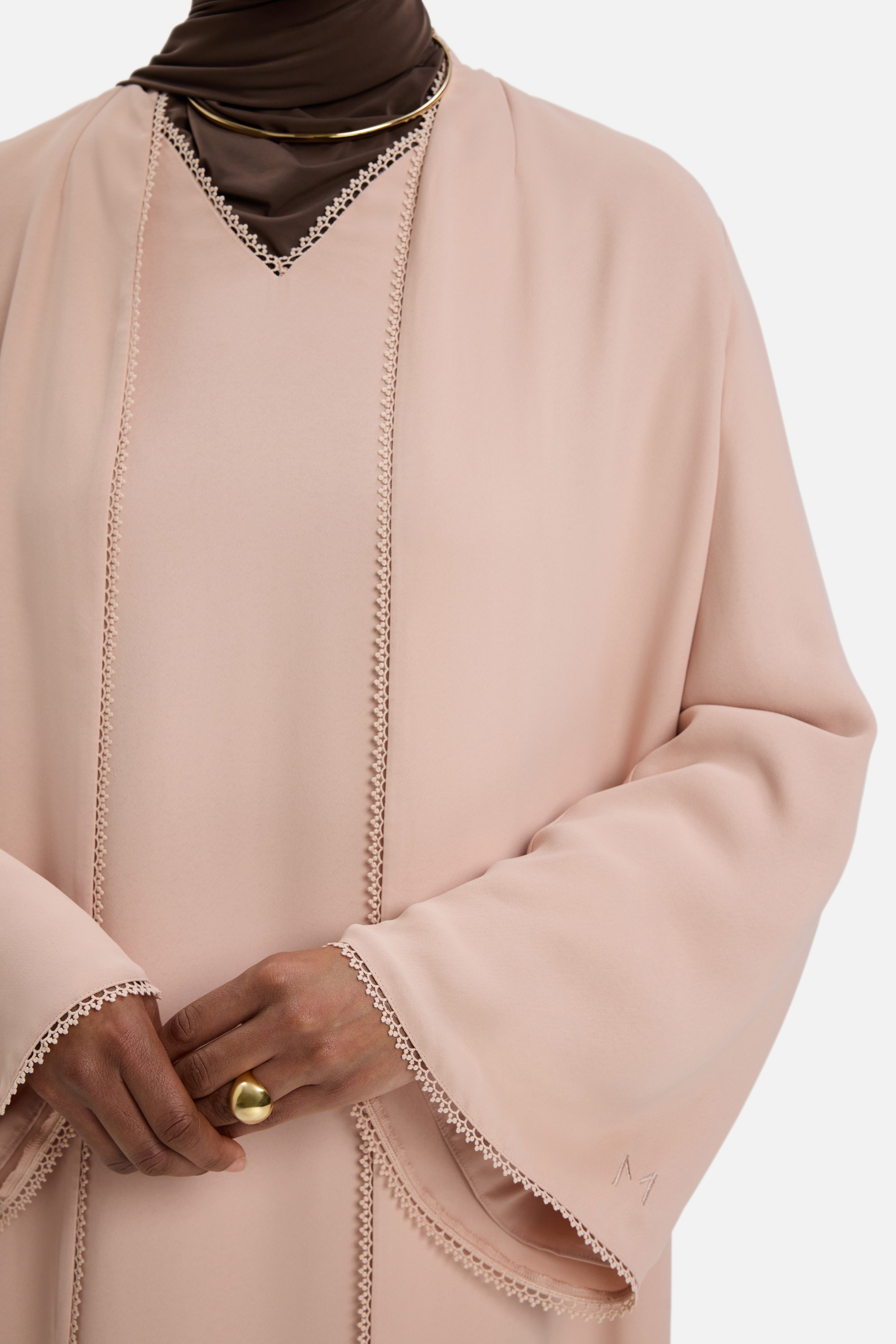 Picot Edge Abaya | Dark Rose