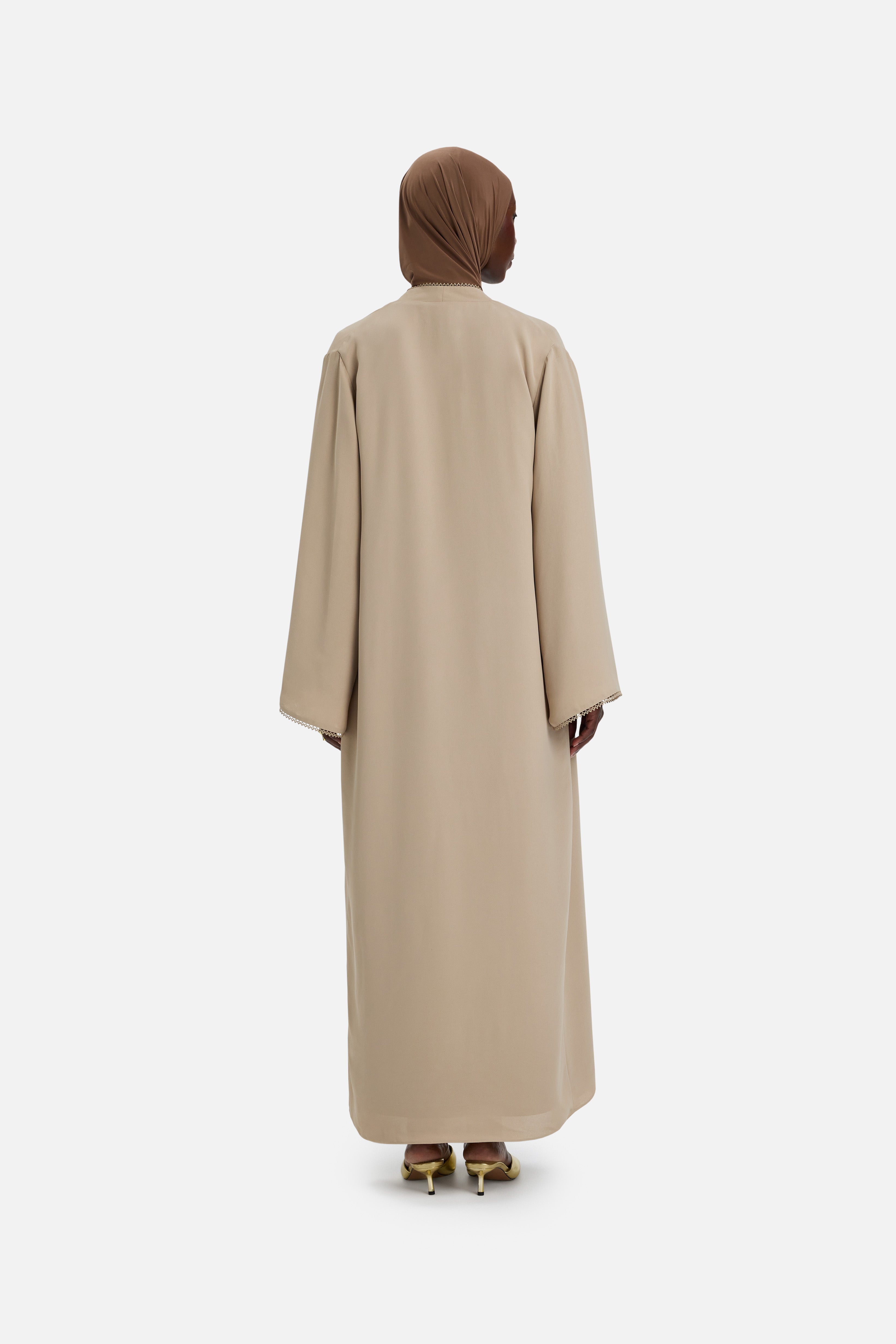 Picot Edge Abaya | Mocha