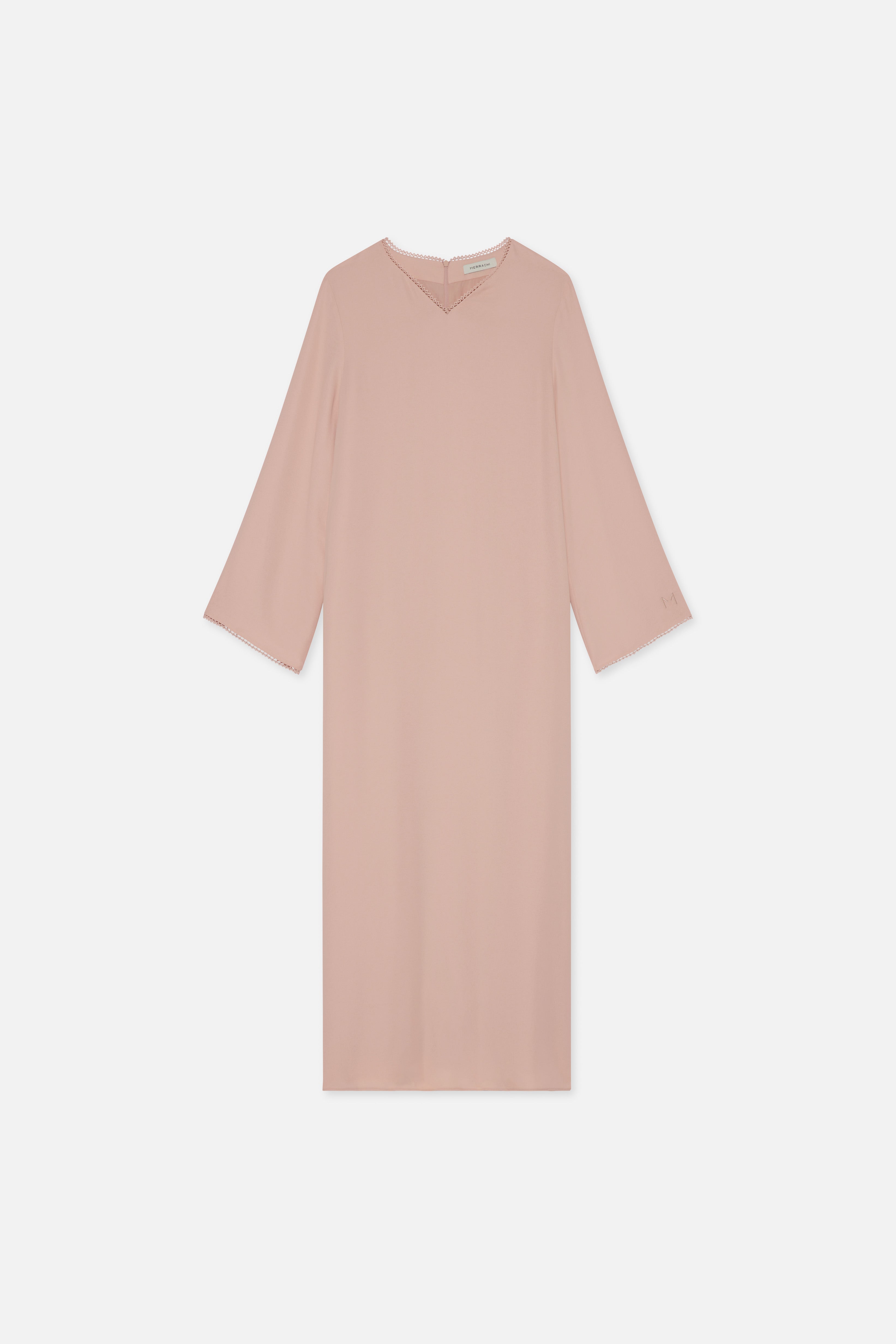 Picot Neck Dress | Dark Rose