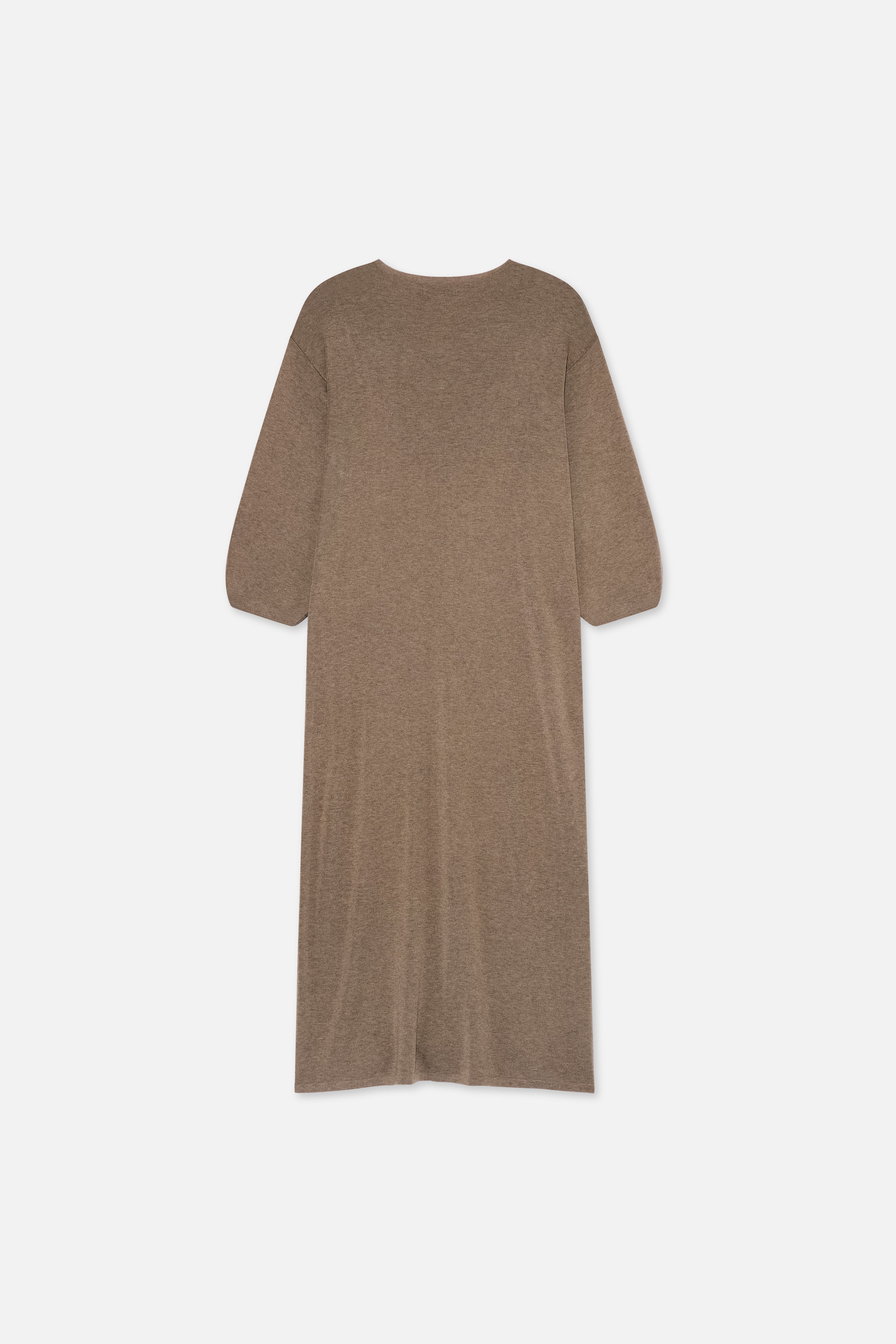 Flat lay back brown knitted dress