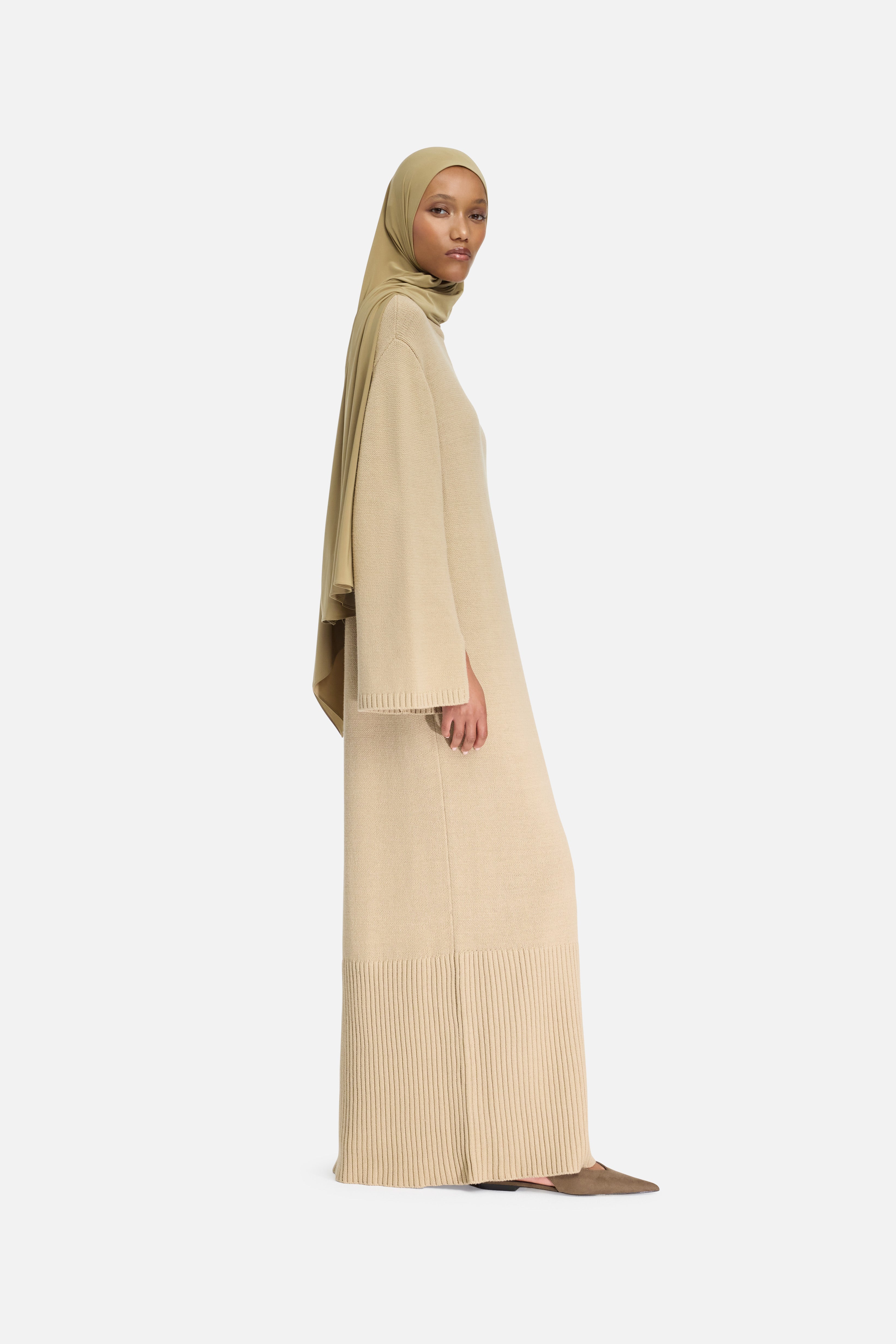 Ribbed Knit Dress | Khaki