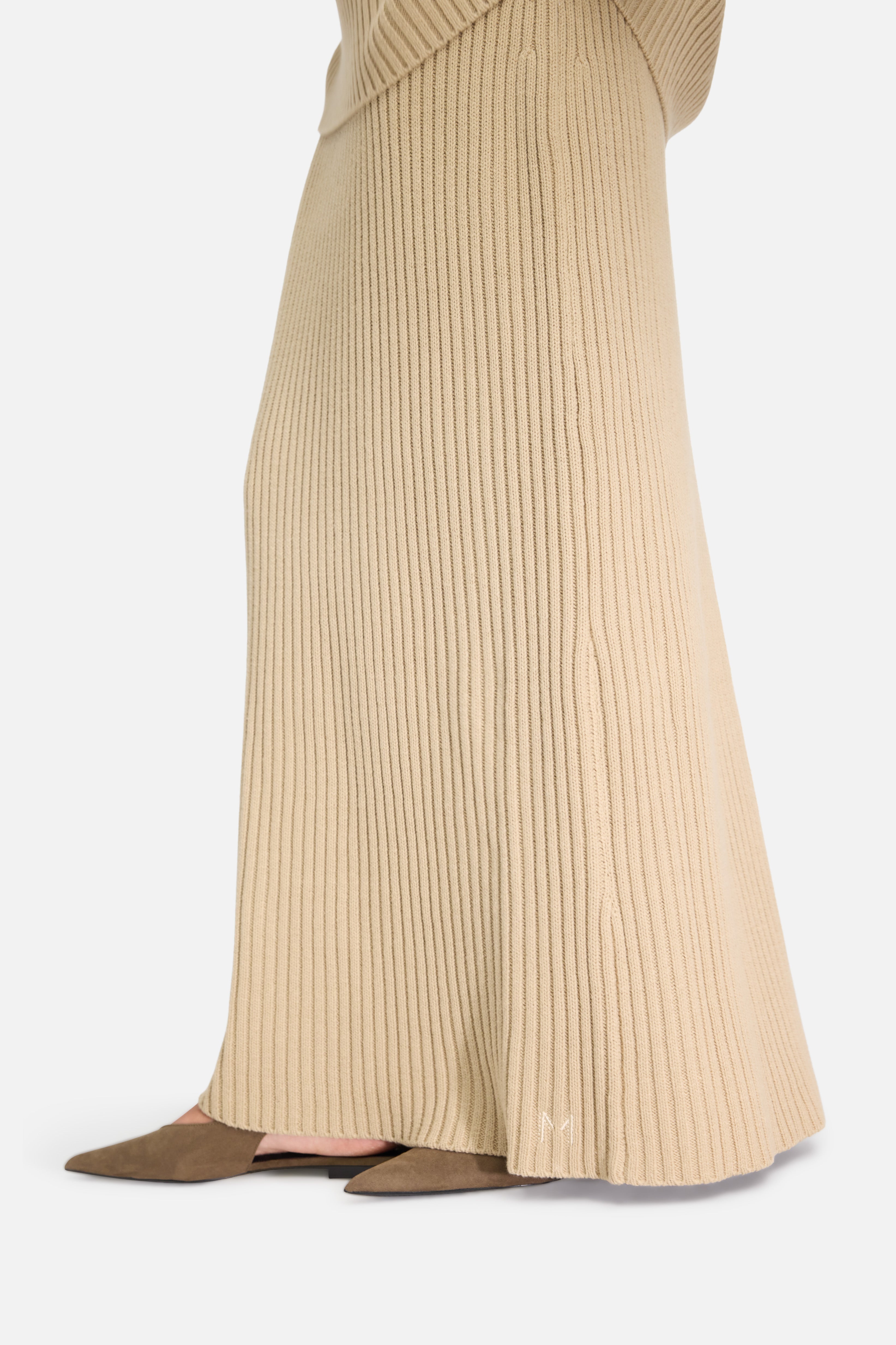 Ribbed Knit Skirt | Khaki