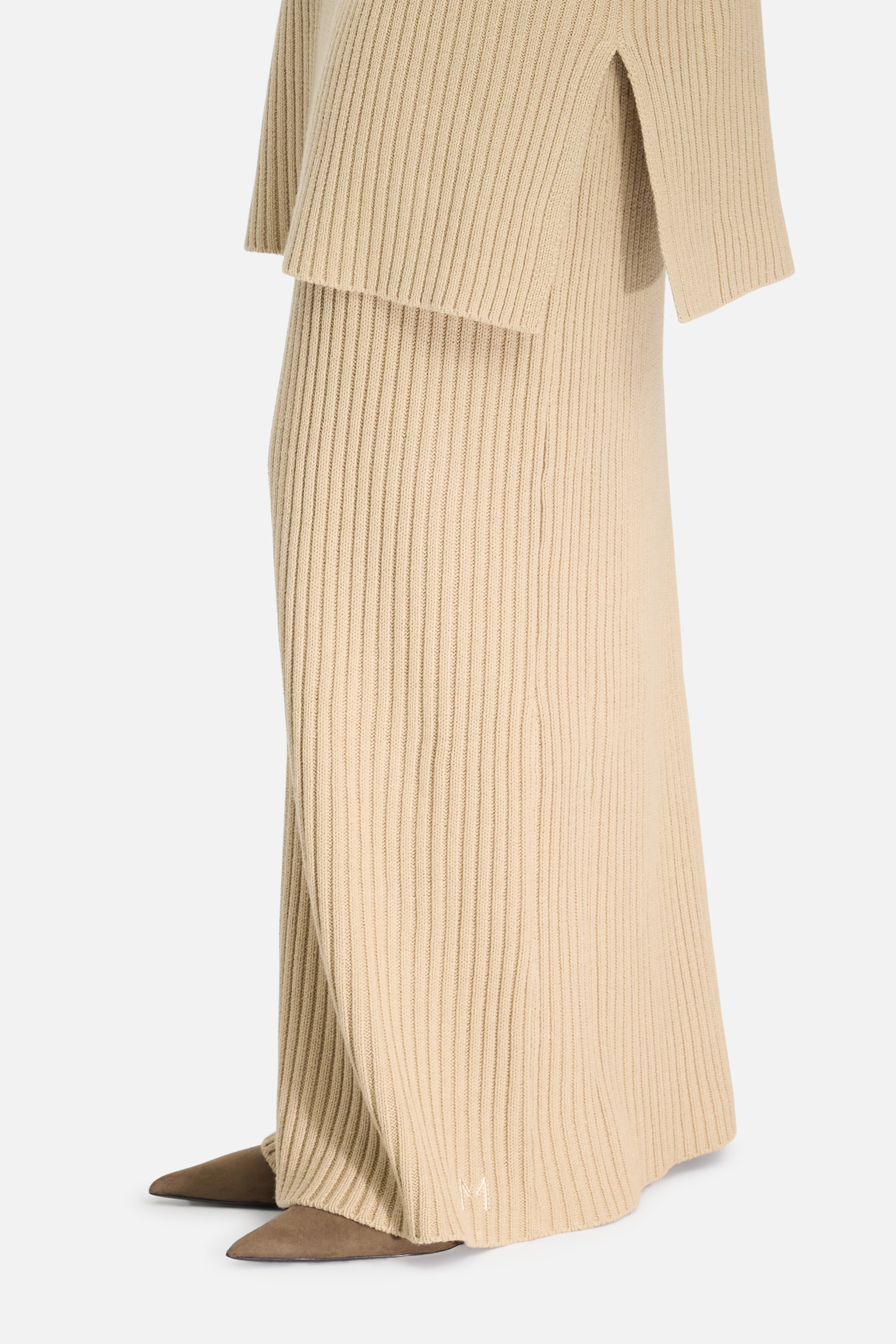 Ribbed Knit Skirt | Khaki