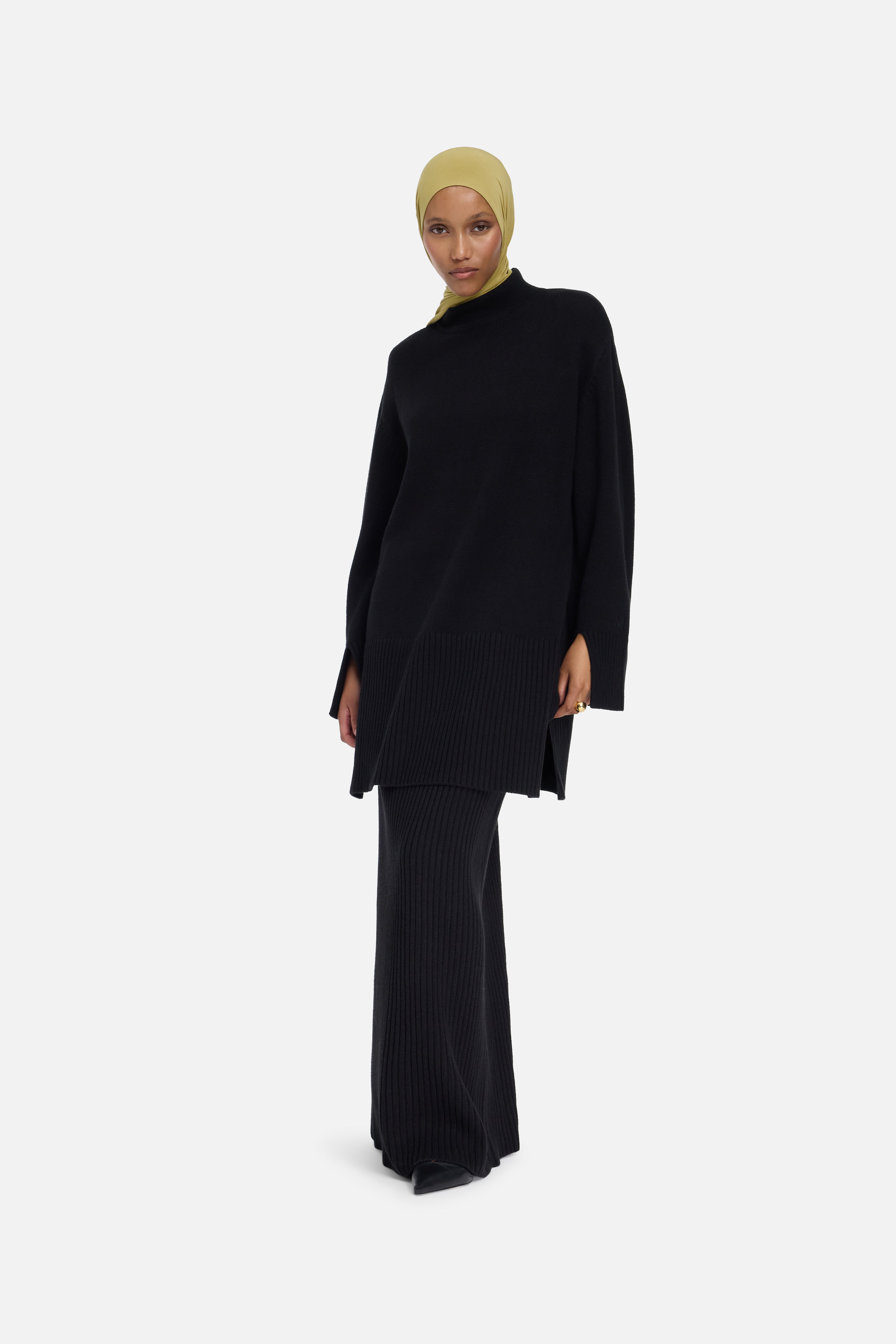 Ribbed Knit Skirt | Black