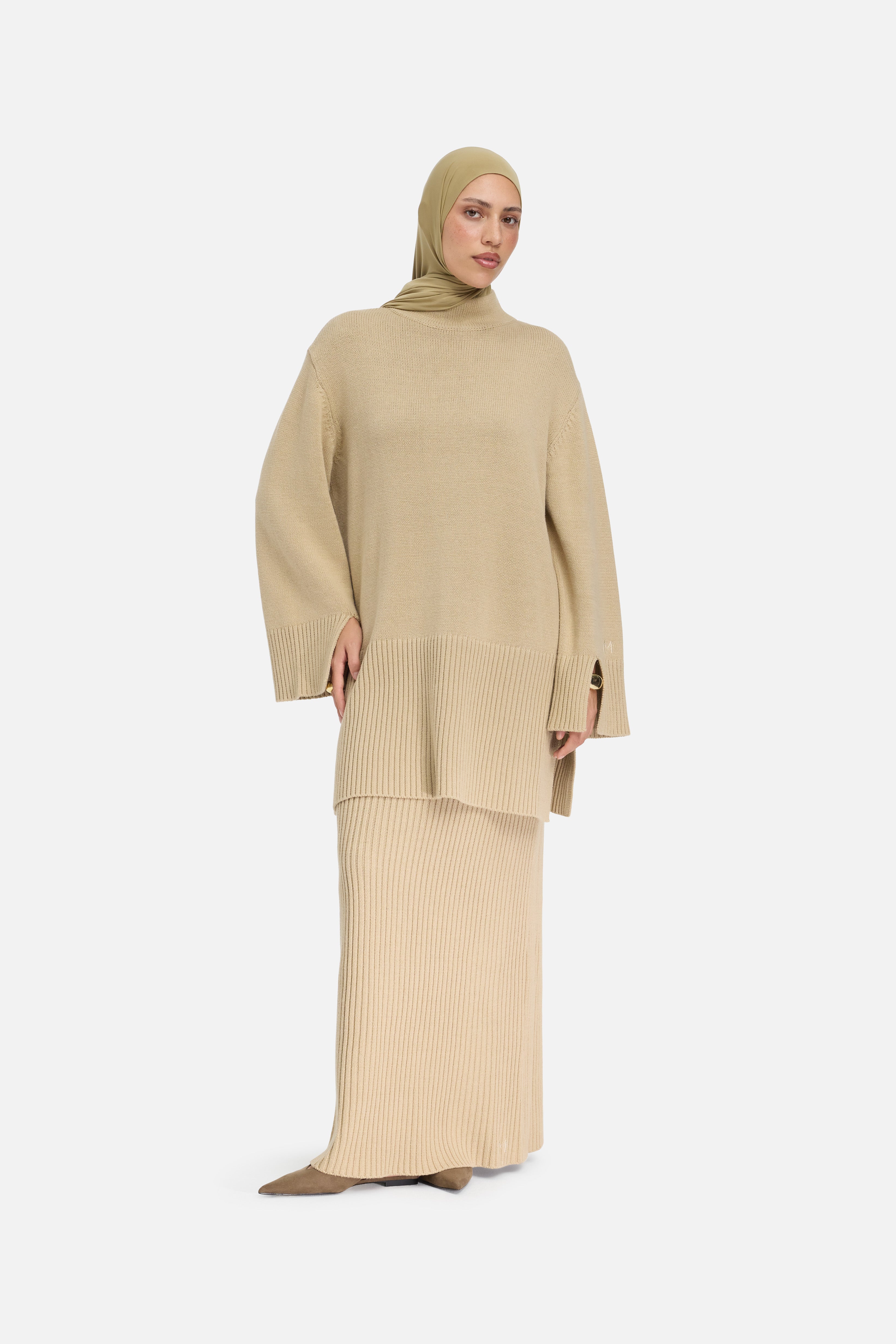 Ribbed Knit Sweater | Khaki