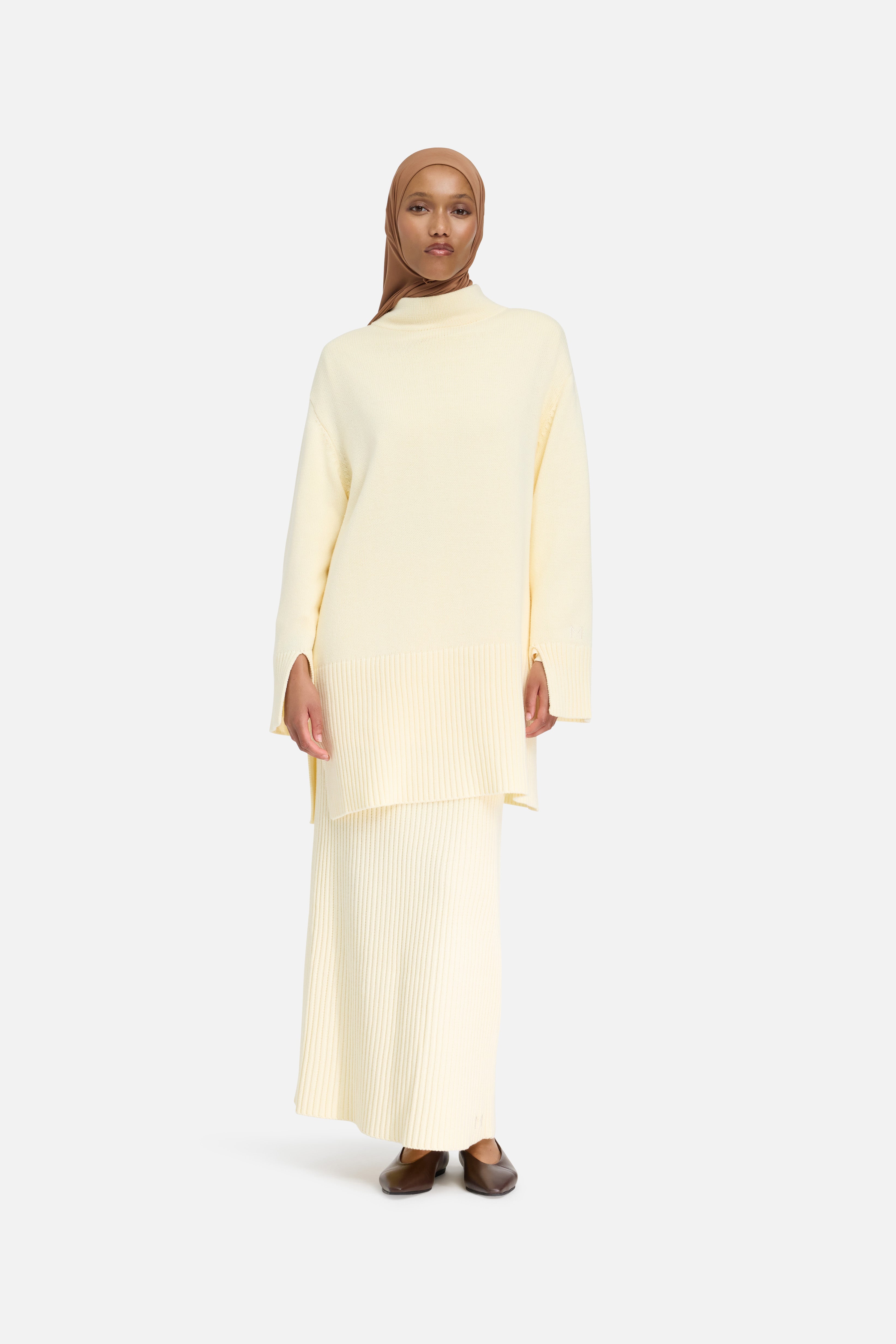 Ribbed Knit Skirt | Porcelain