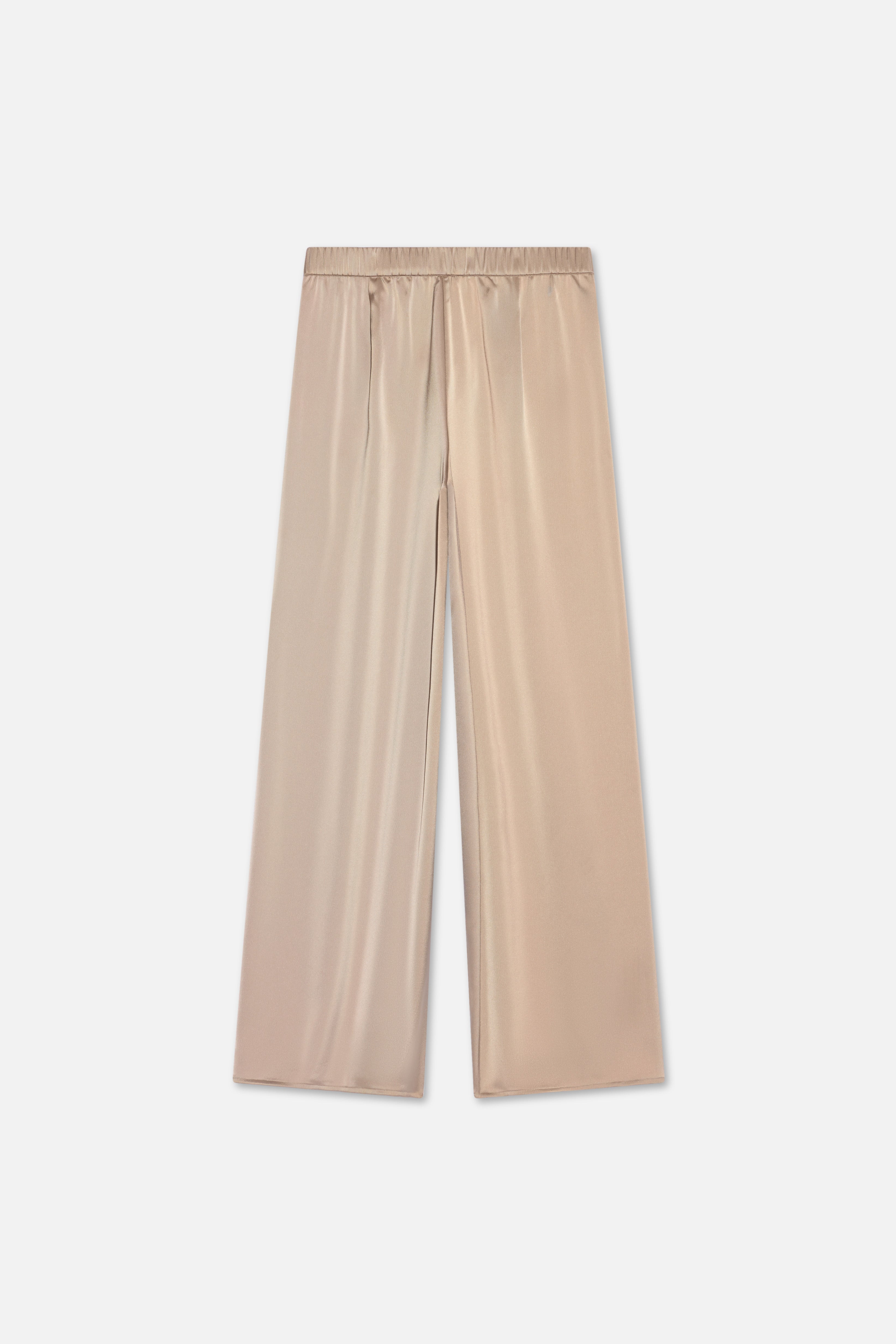 Satin Pleated Pants | Khaki