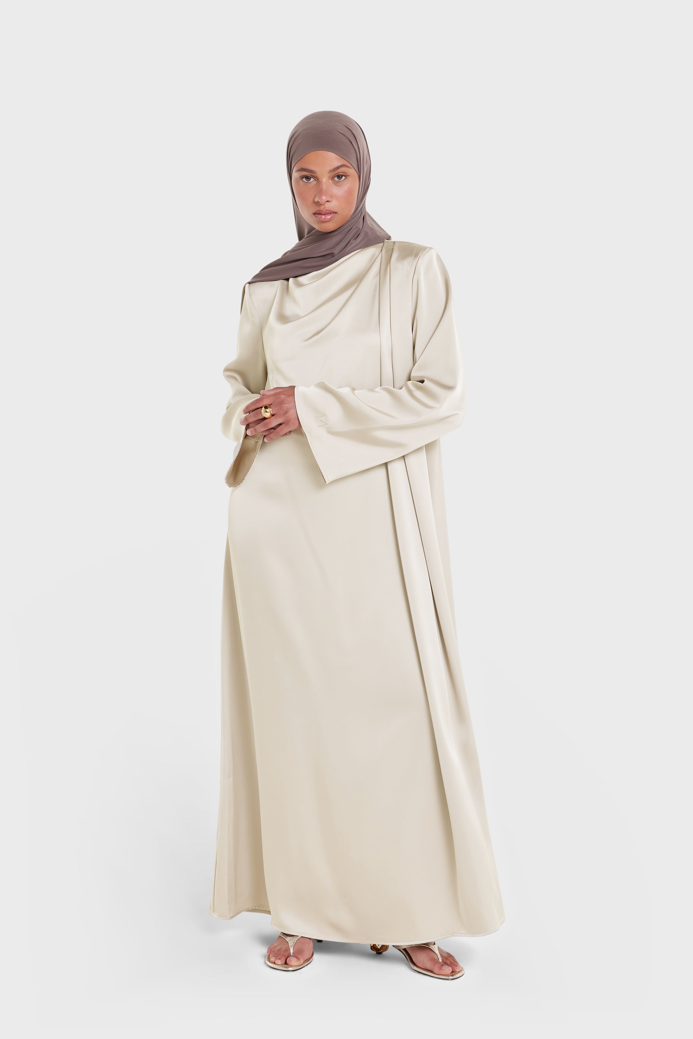 Asymmetric Drape Dress Regular | Light Sand